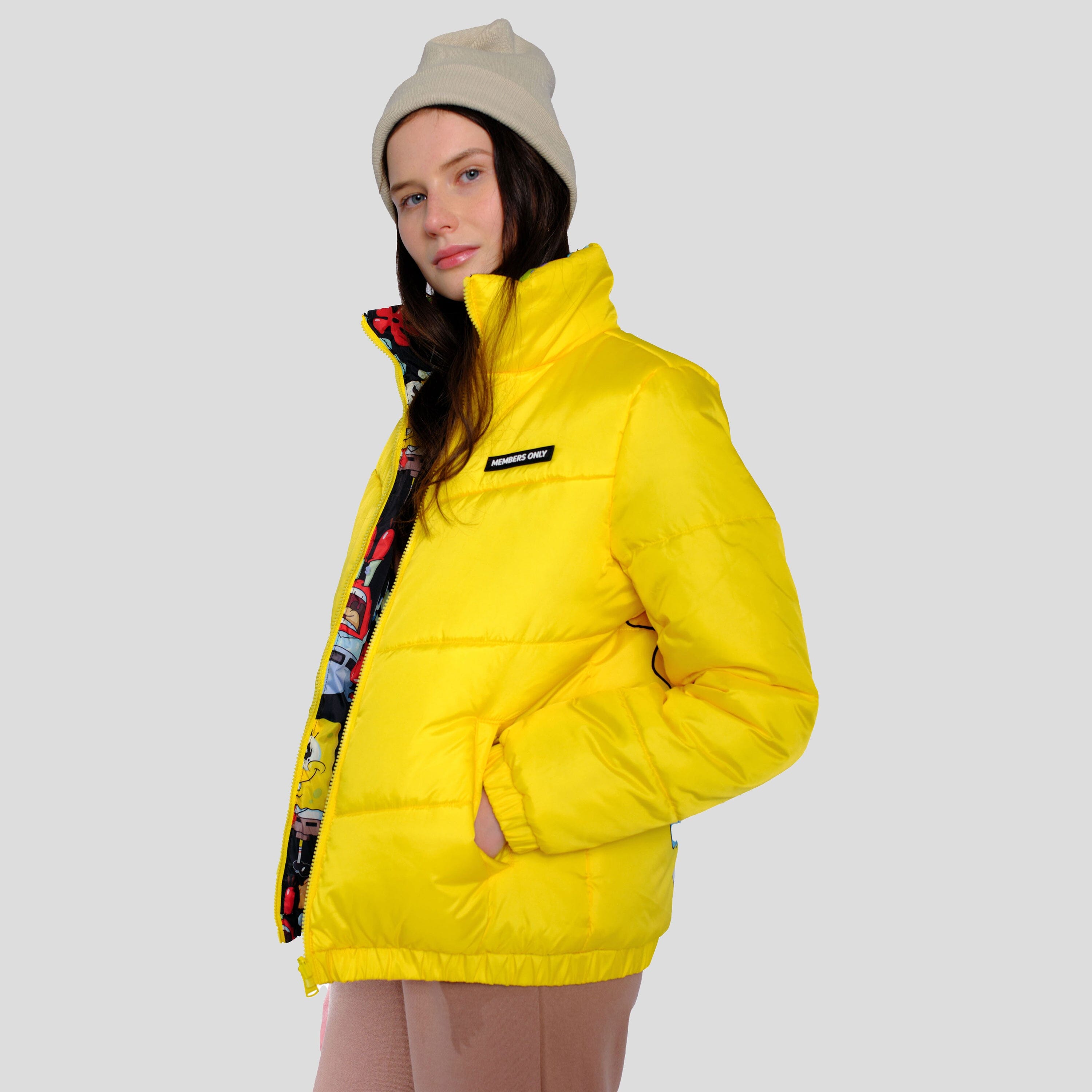 Women's Spongebob Reversible Cire Puffer Jacket - FINAL SALE Womens Jacket Members Only 