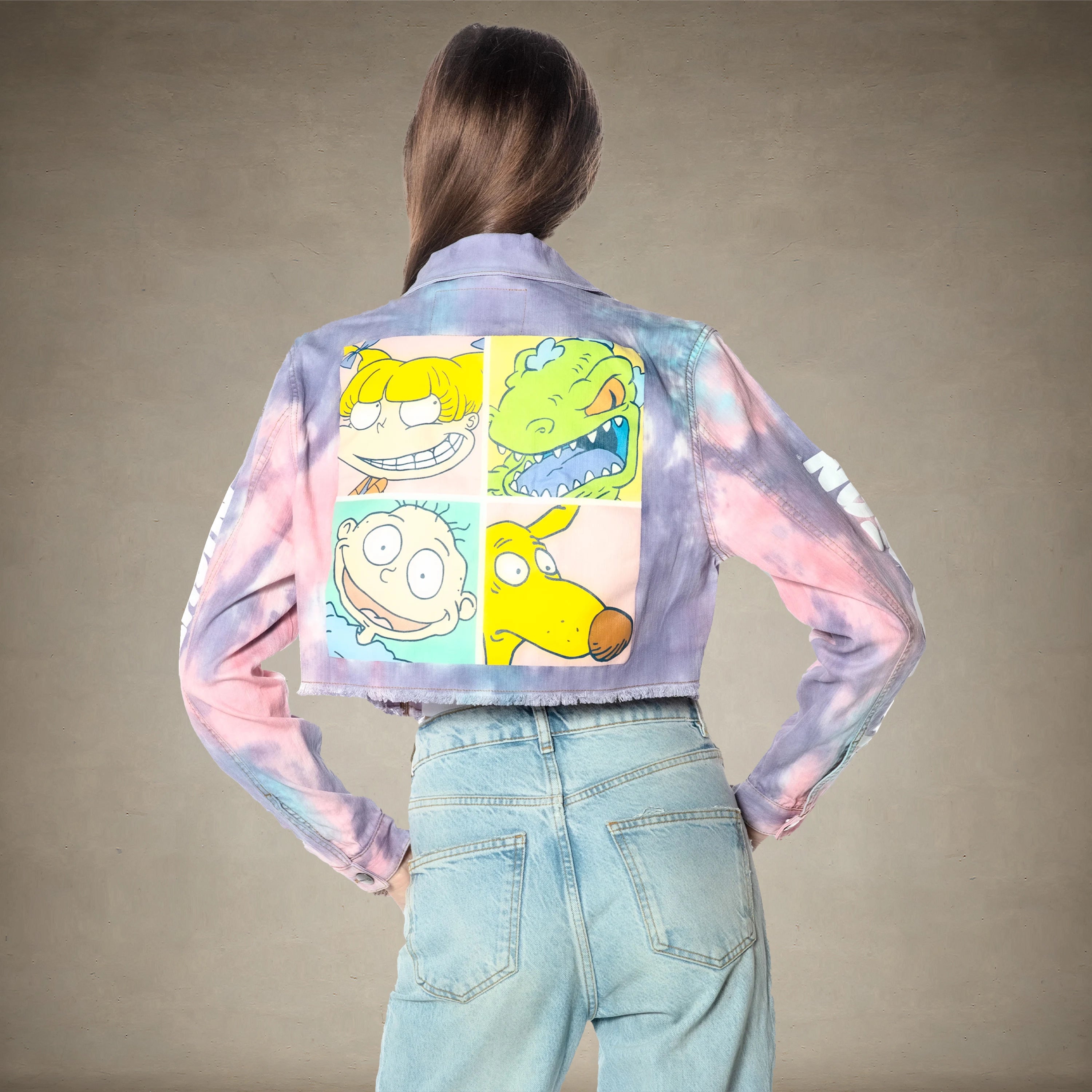 Women's Rugrats Tie-Dye Frayed Crop Denim Jacket - FINAL SALE Womens Jacket Members Only® 