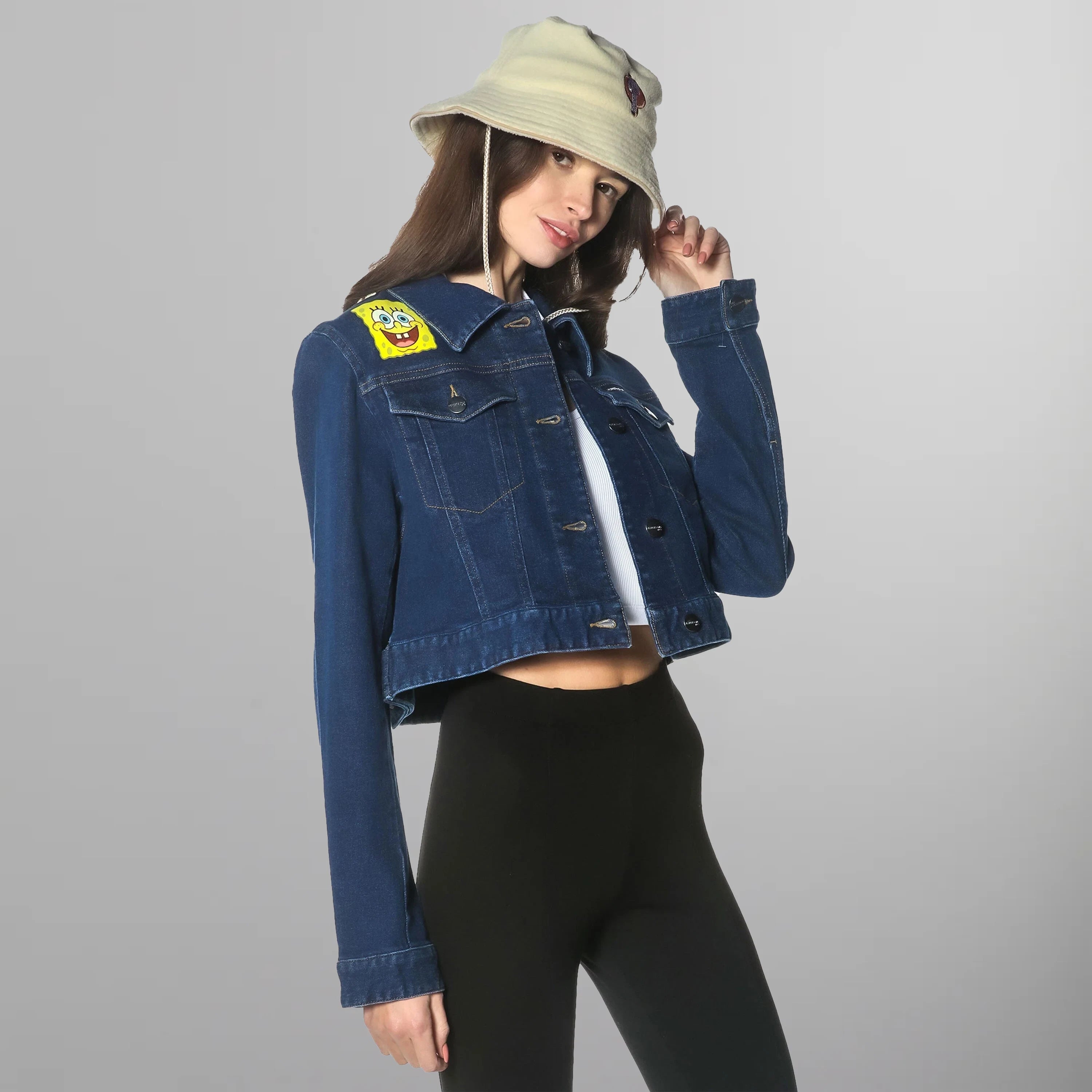 Women's Spongebob Denim Trucker Jacket - FINAL SALE Womens Jacket Members Only 