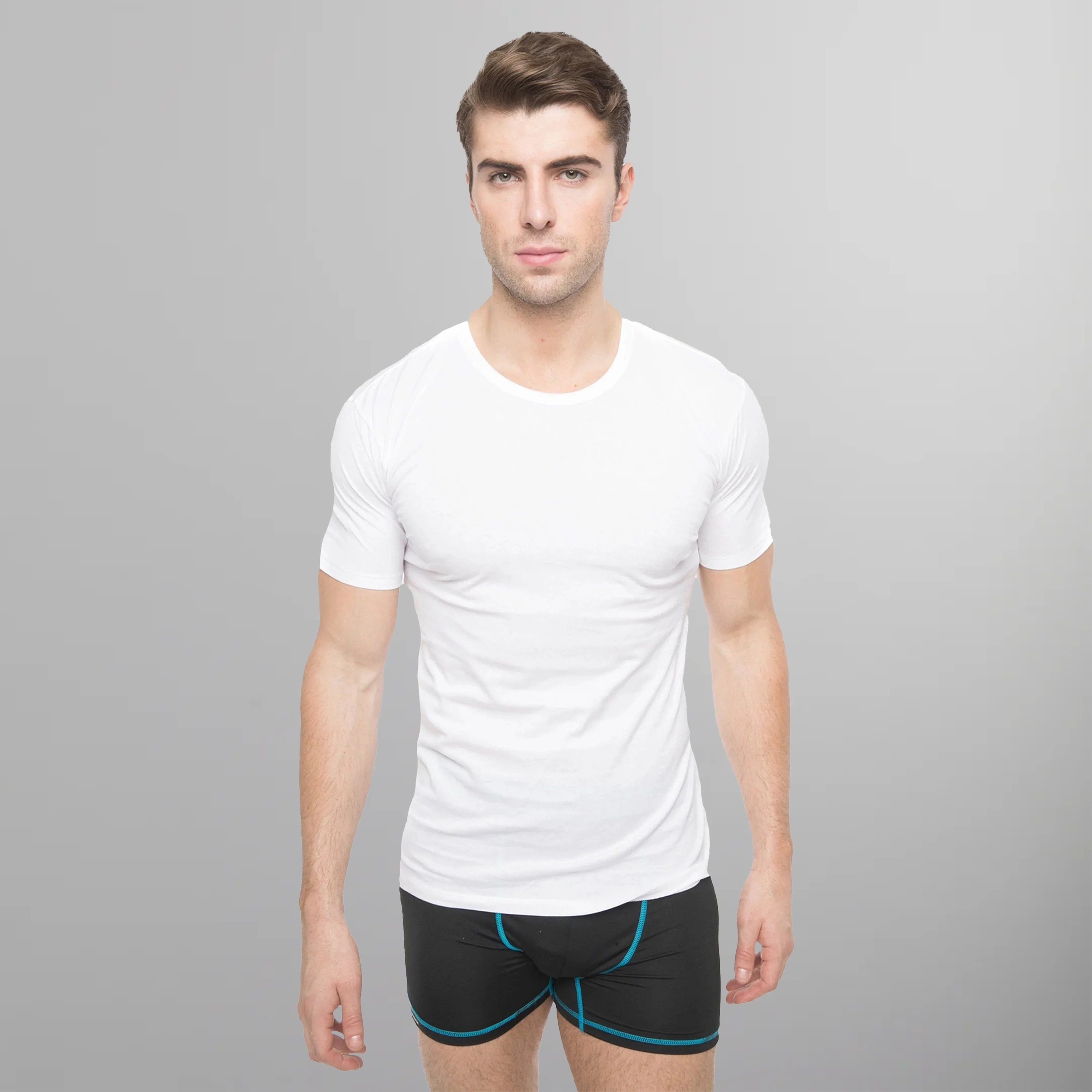 Men s Cotton White Crew Neck T Shirt