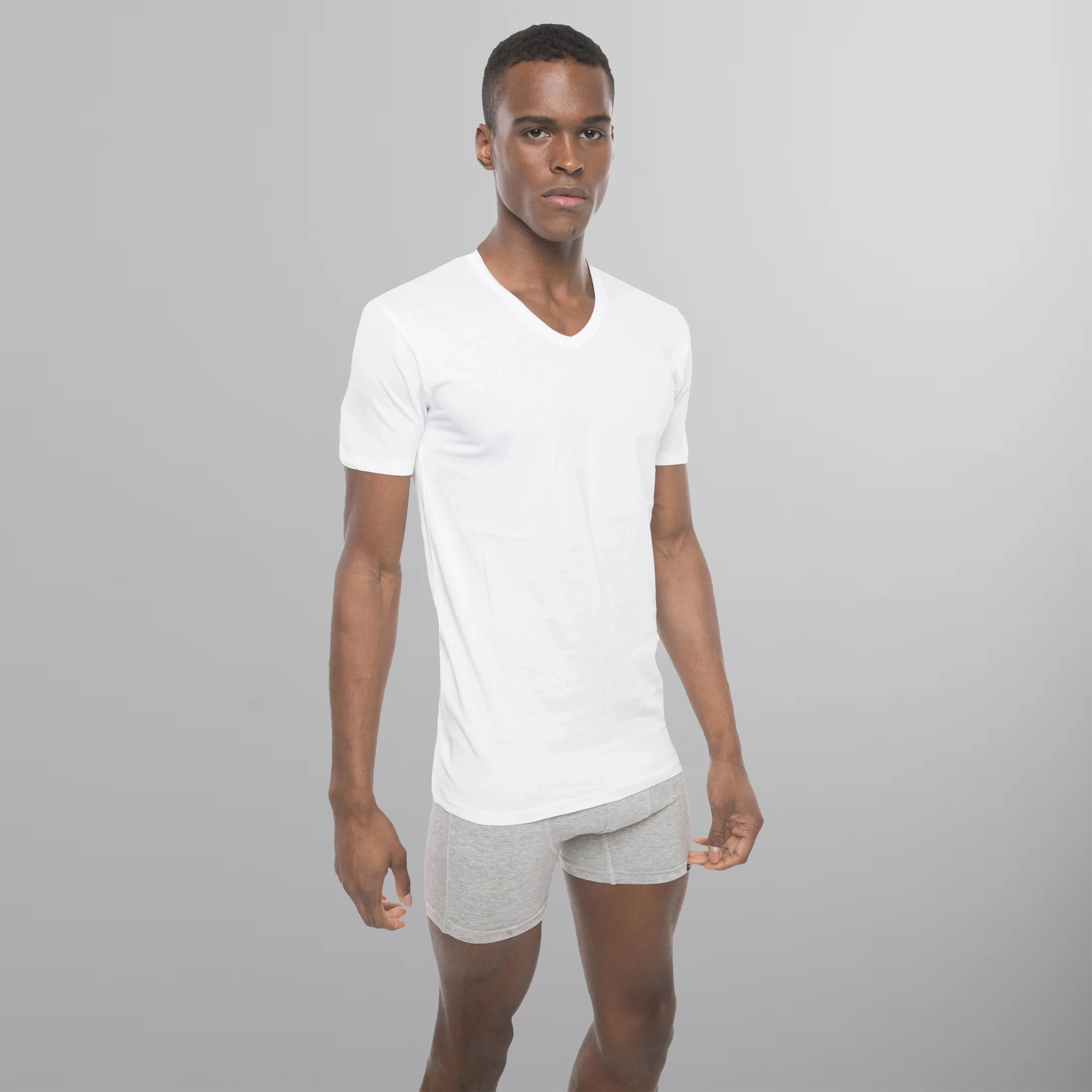 Men's 3PK Cotton V-Neck T-Shirt - White - FINAL SALE Men's Sleep Shirt Members Only 