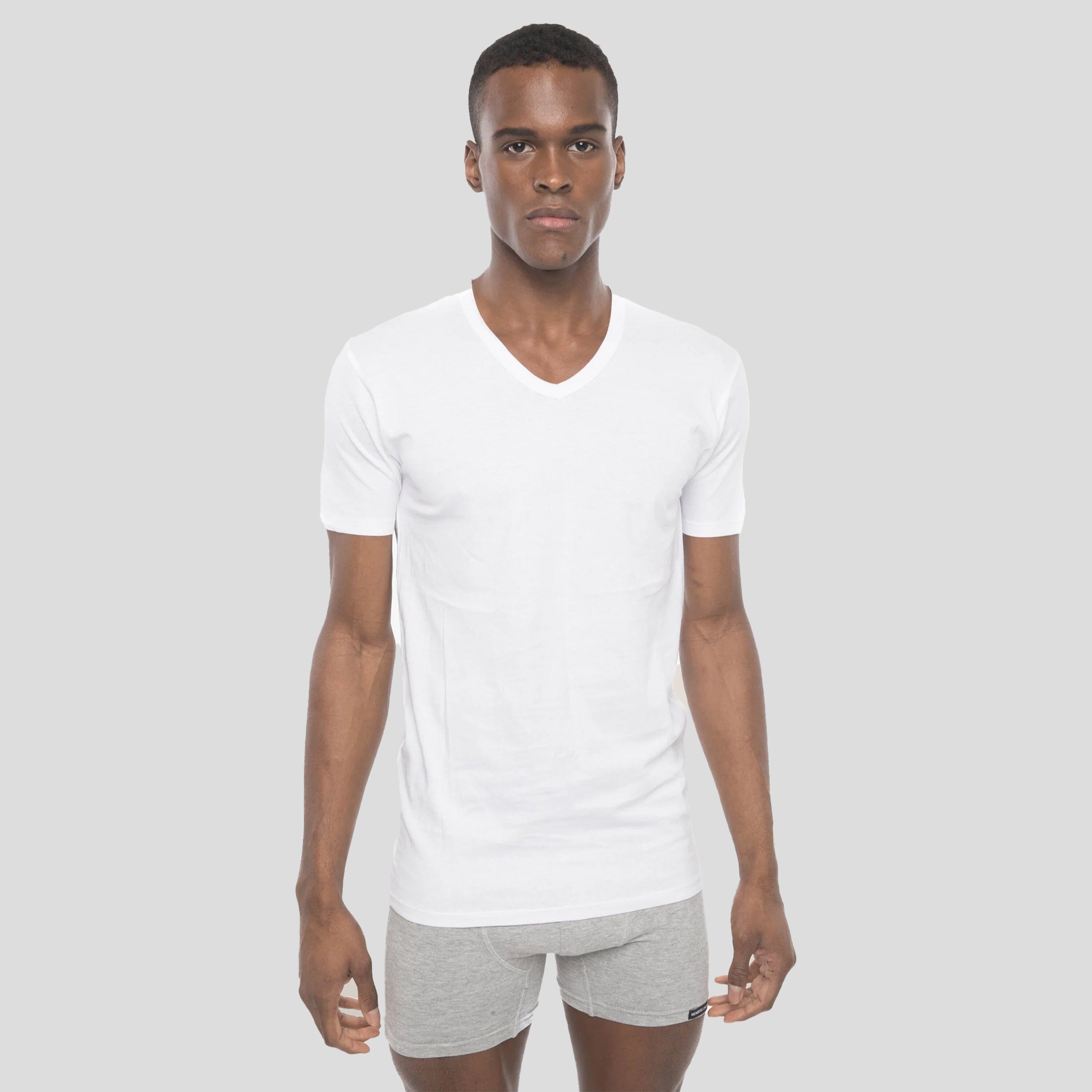 Members Only Men's 3PK Cotton V-Neck T-Shirt - White Men's Sleep Shirt Members Only 