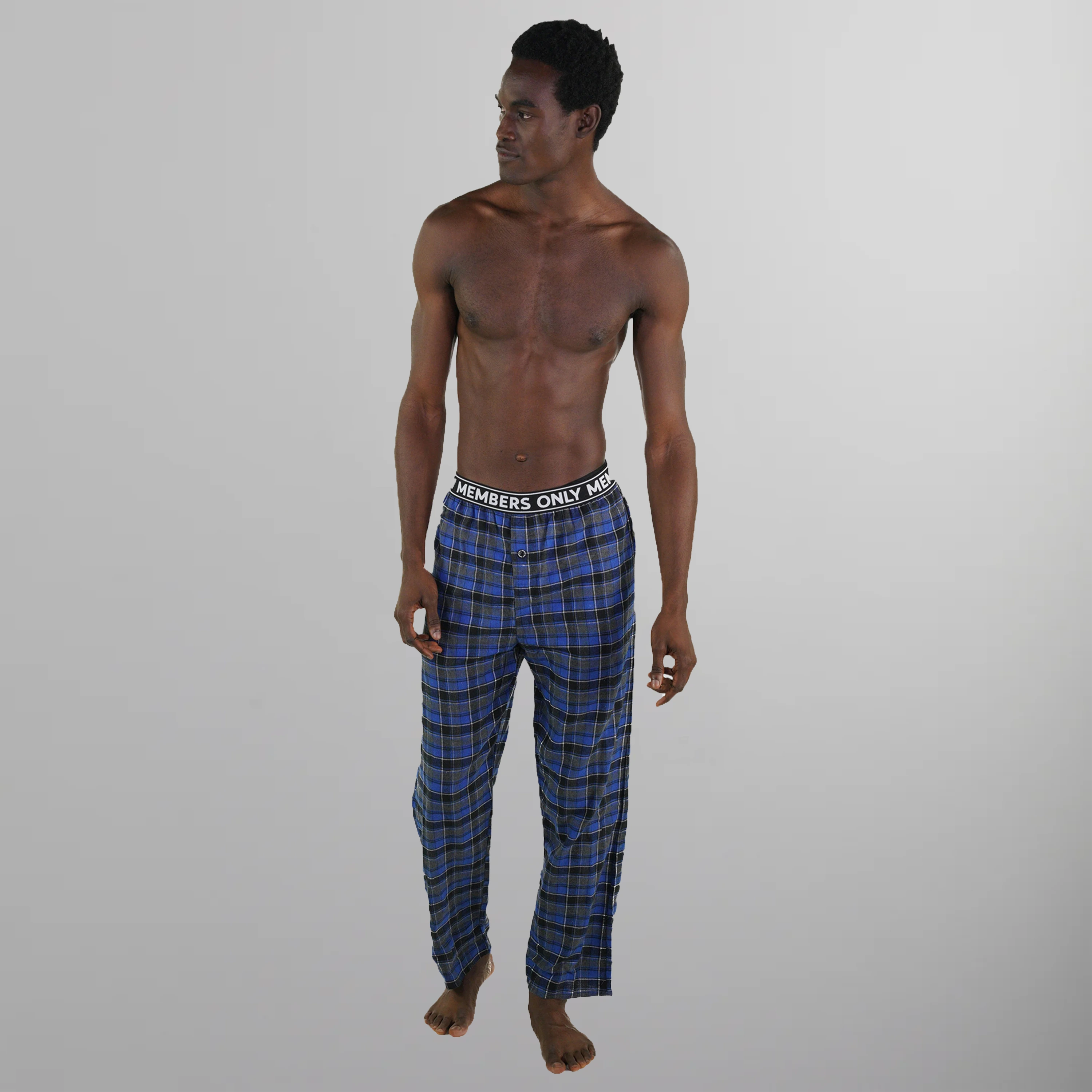 Men's Flannel Sleep Pants Logo Elastic - Blue - FINAL SALE