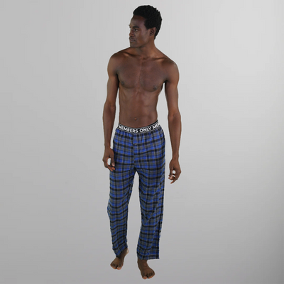 Men's Flannel Sleep Pants Logo Elastic - Blue - FINAL SALE Men's Sleep Pant Members Only 