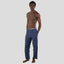 Men's Flannel Sleep Pants Logo Elastic - Blue Men's Sleep Pant Members Only 