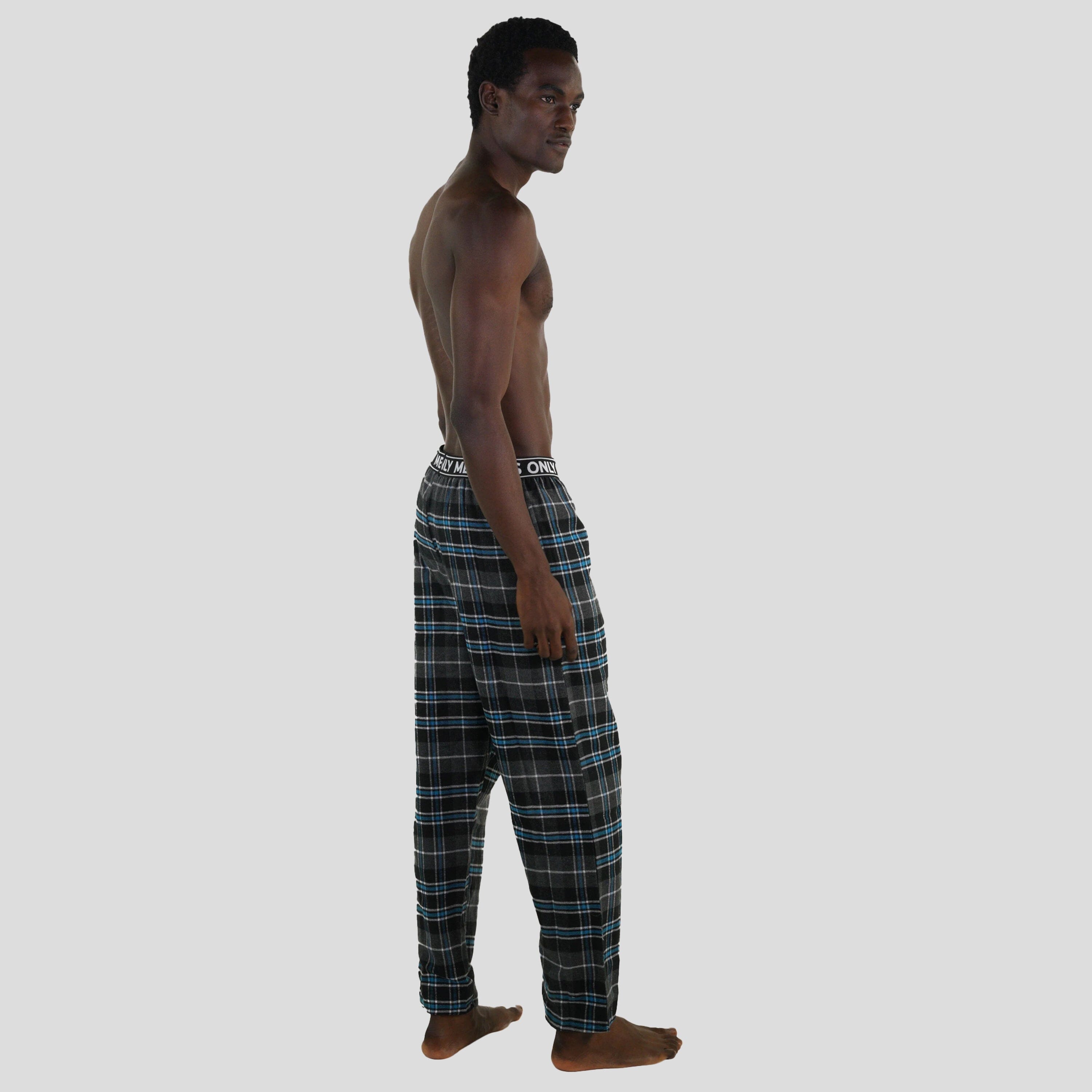 Men's Flannel Sleep Pants Logo Elastic - Teal Sleepwear Pants Members Only 