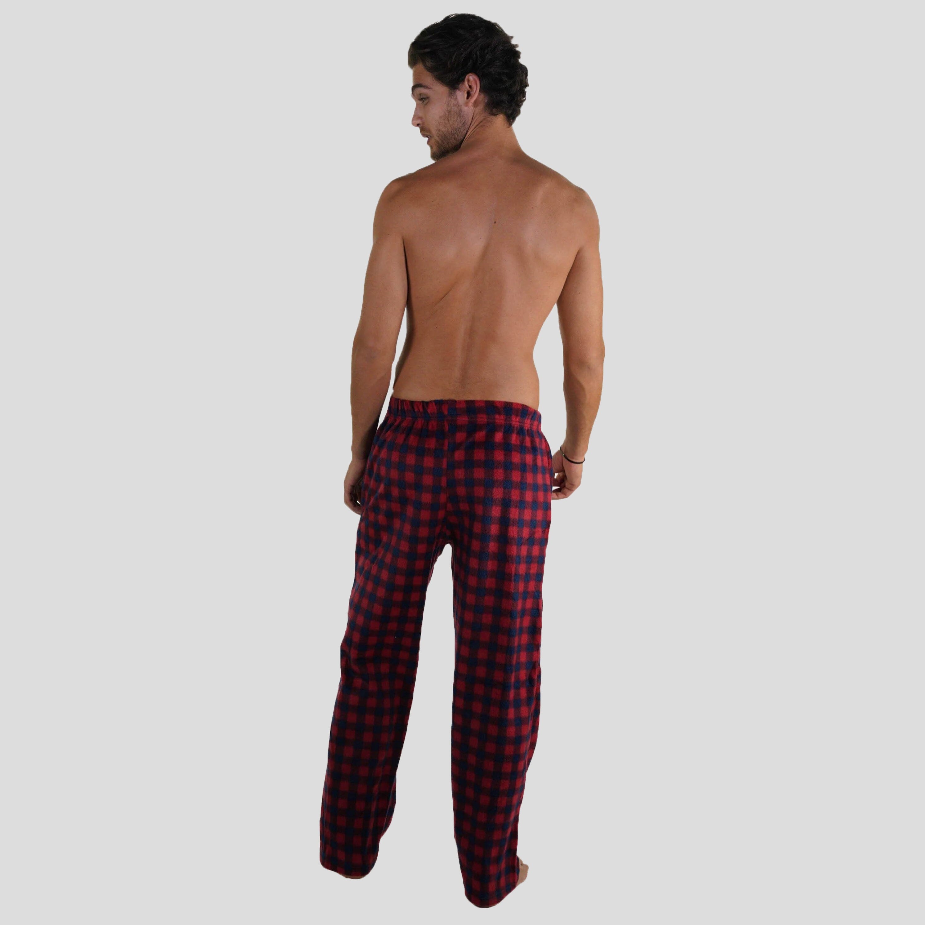 Men's Minky Fleece Sleep Pants - Red Plaid Men's Sleep Pant Members Only 