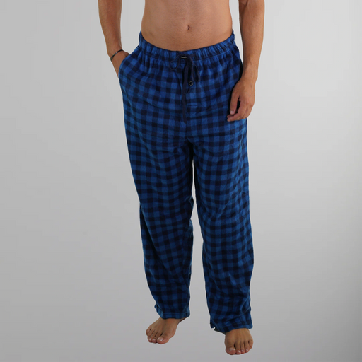 Men's Minky Fleece Sleep Pants - Blue Plaid Men's Sleep Pant Members Only BLUE PLAID SMALL 