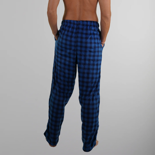 Men's Minky Fleece Sleep Pants - Blue Plaid Men's Sleep Pant Members Only 