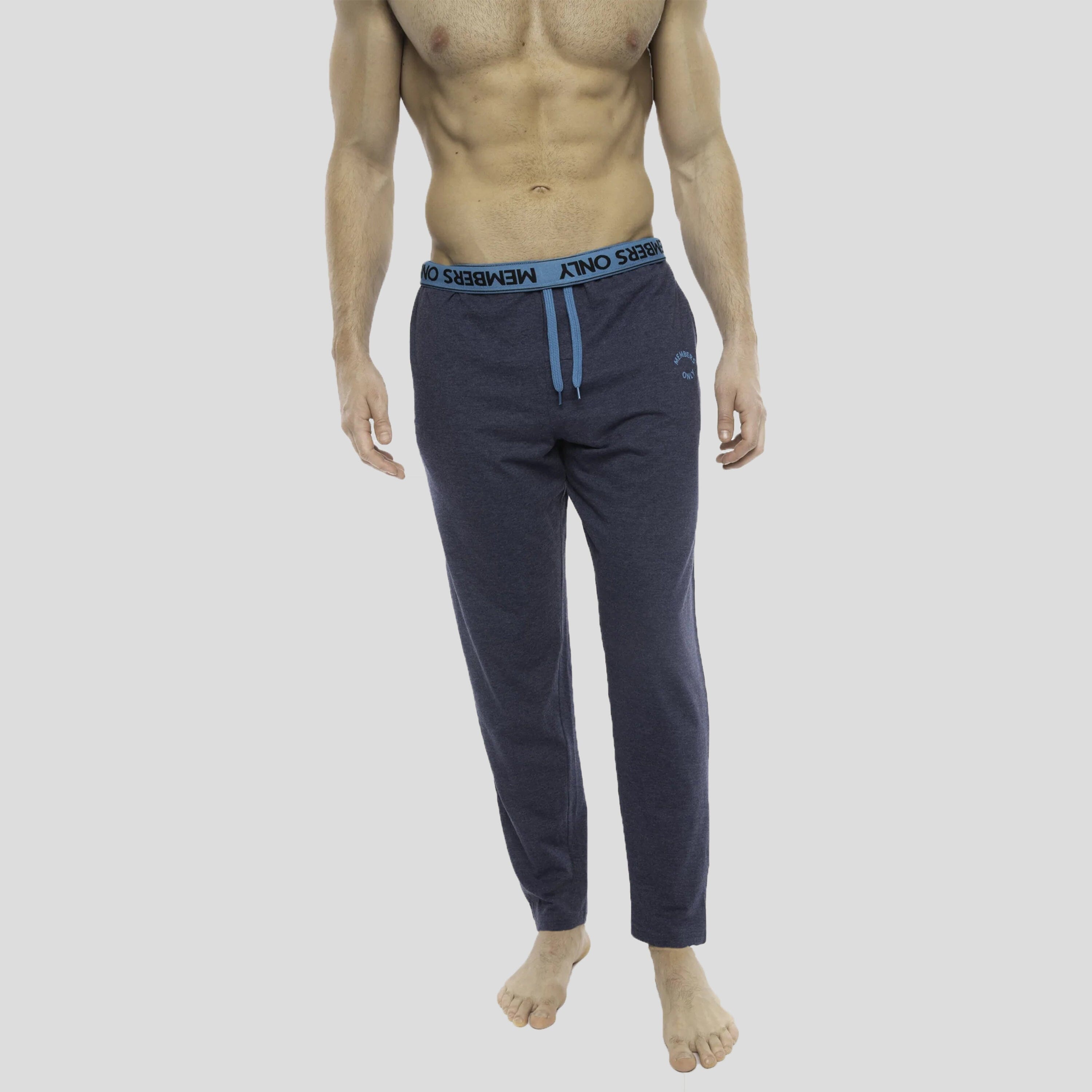 Members Only Heather Contrast Elastic Sleep Pants - Blue Turq Men's Sleep Pant Members Only 