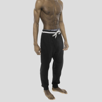 Members Only Logo Leg Jersey Sleep Jogger - Black Men's Sleep Pant Members Only 