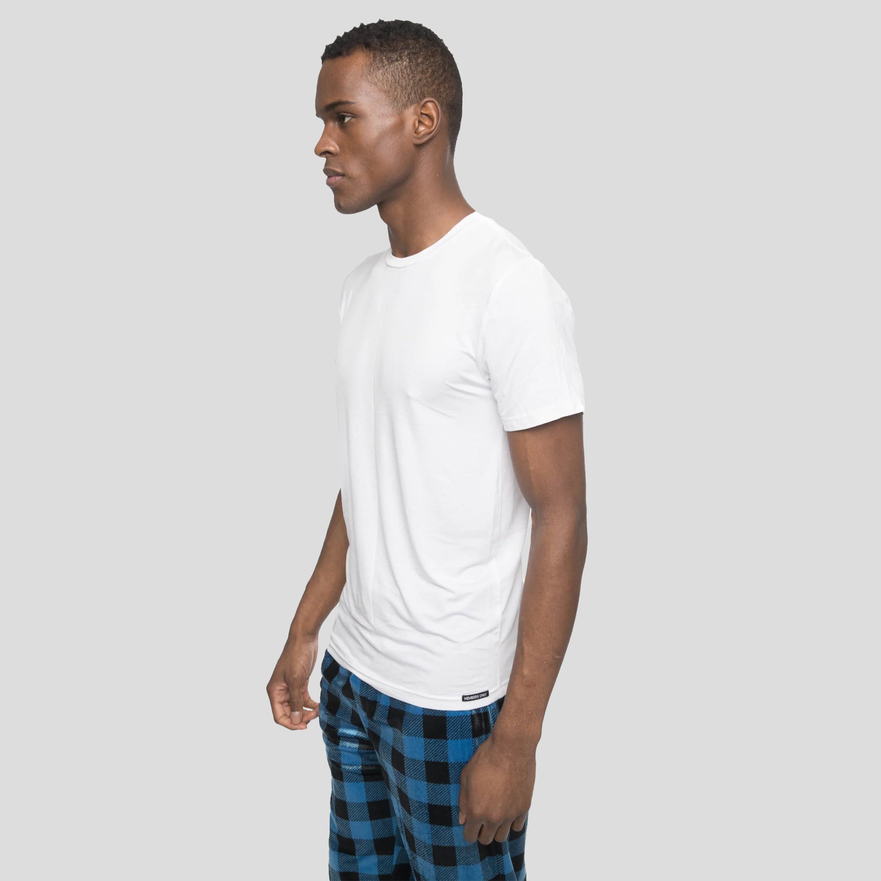 Members Only Short Sleeve Bamboo Rayon Sleep Shirt - WHITE Men's Sleep Shirt Members Only 