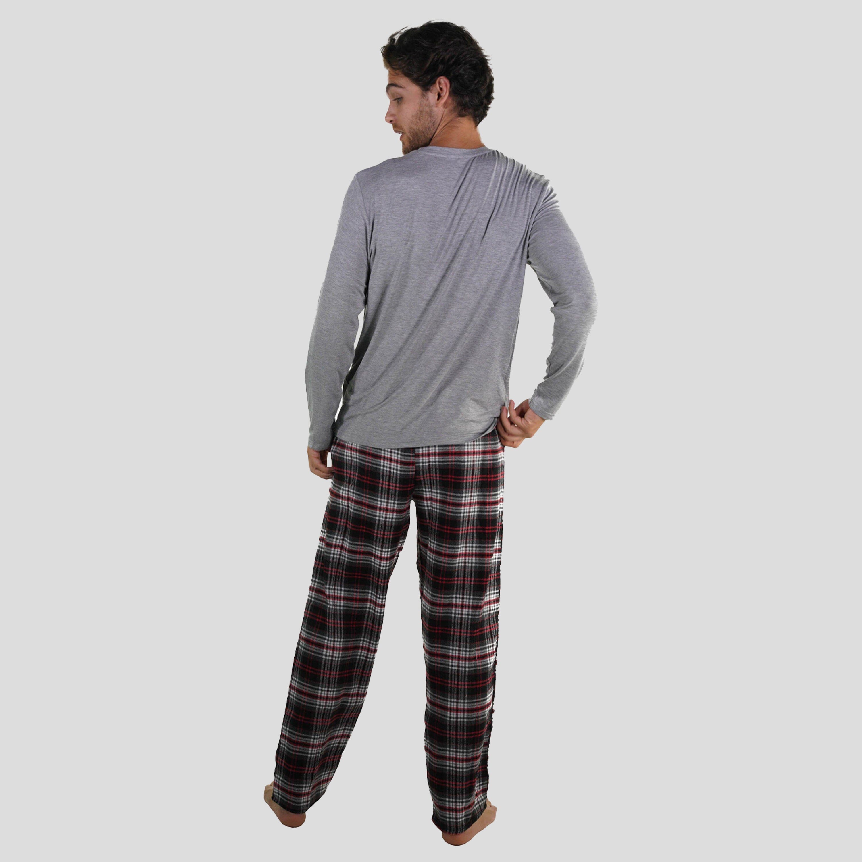 Men's Bamboo Rayon Long Sleeve Knit Sleep Shirt - Grey Men's Sleep Shirt Members Only 