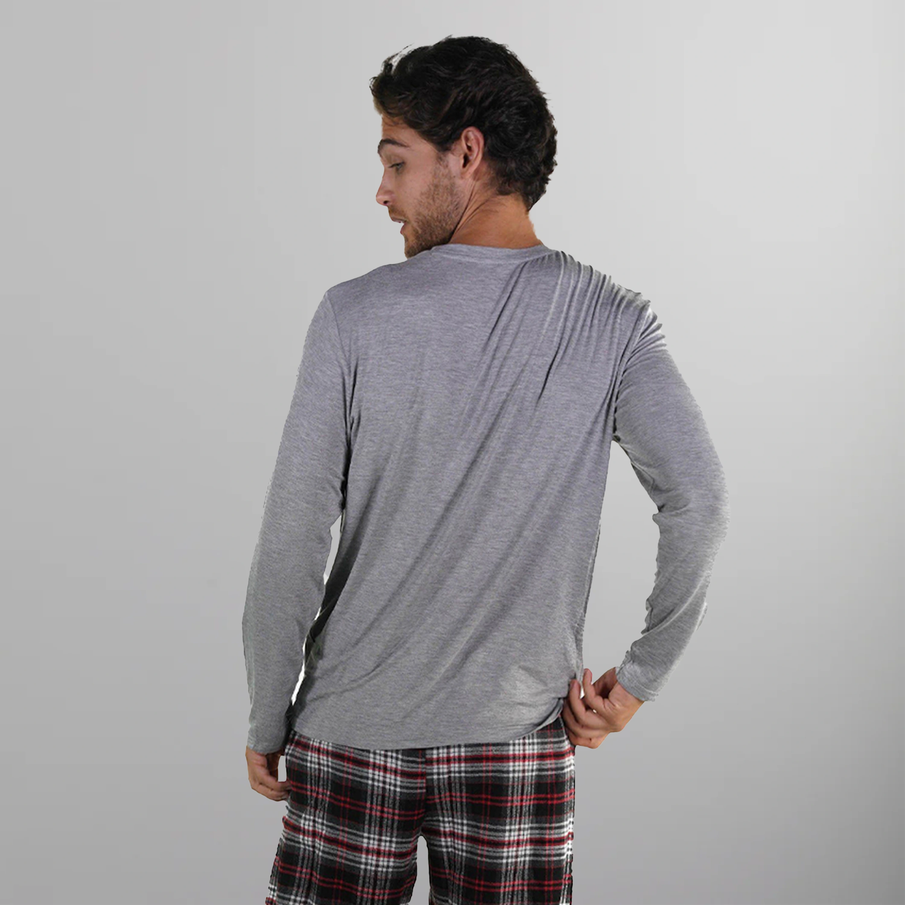 Men's Bamboo Rayon Long Sleeve Knit Sleep Shirt - Grey - FINAL SALE Men's Sleep Shirt Members Only 