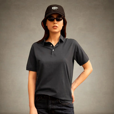Women's Oversized Polo Shirt Members Only® Charcoal Small 