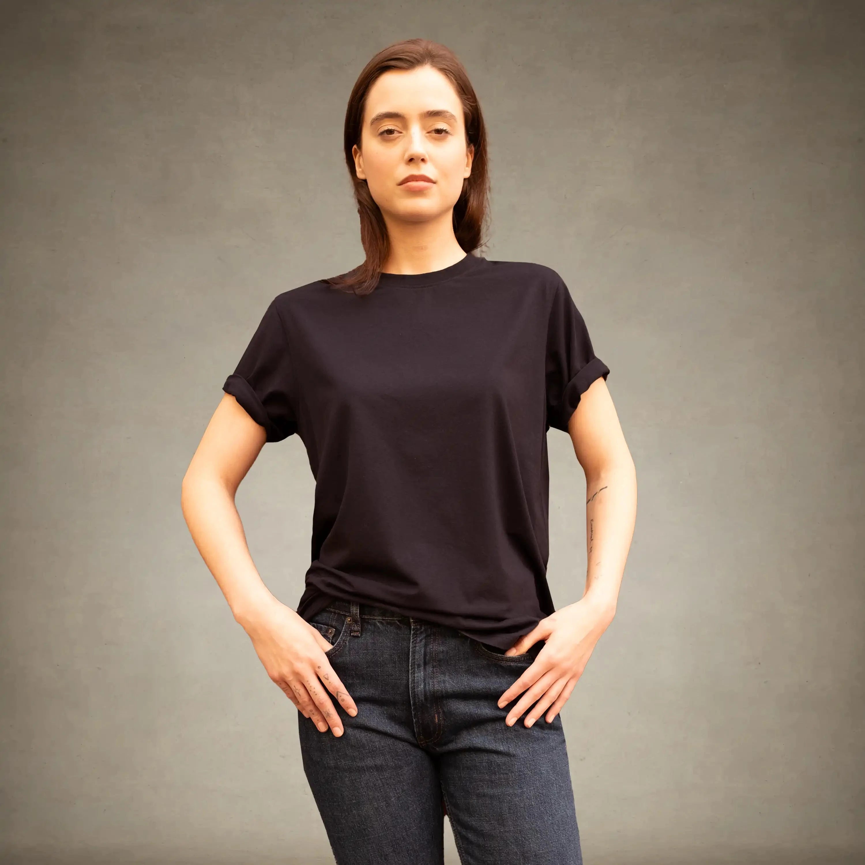 Women's Oversized Crew Neck T-Shirt Members Only® Black Small 