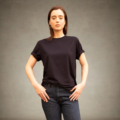 Women's Oversized Crew Neck T-Shirt Members Only® Black Small 