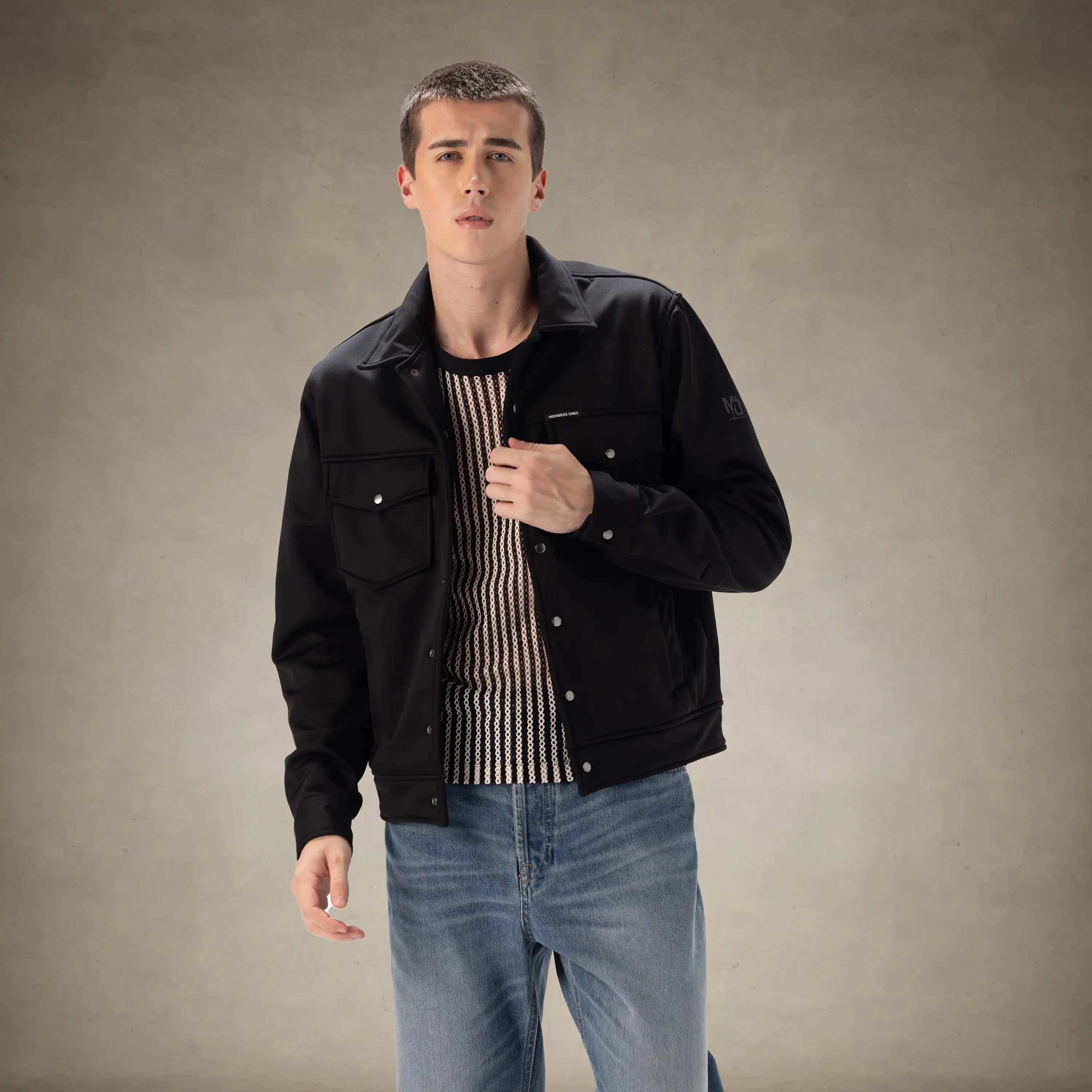 Men's Soft Shell Shirt Jacket Men's Iconic Jacket Members Only® Black Small 