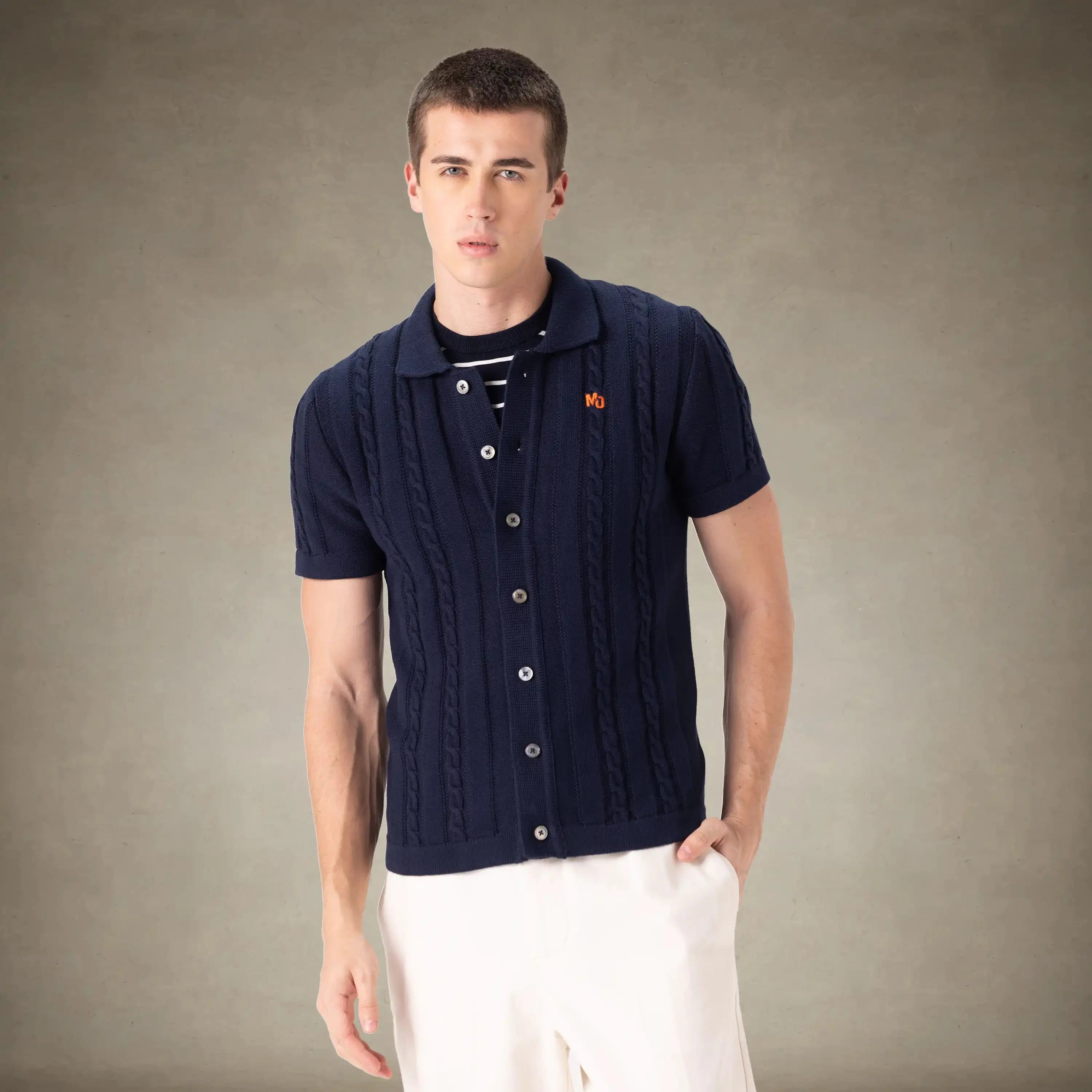 Men's JC Polo Cable Sweater Men's Iconic Jacket Members Only® Navy Small 
