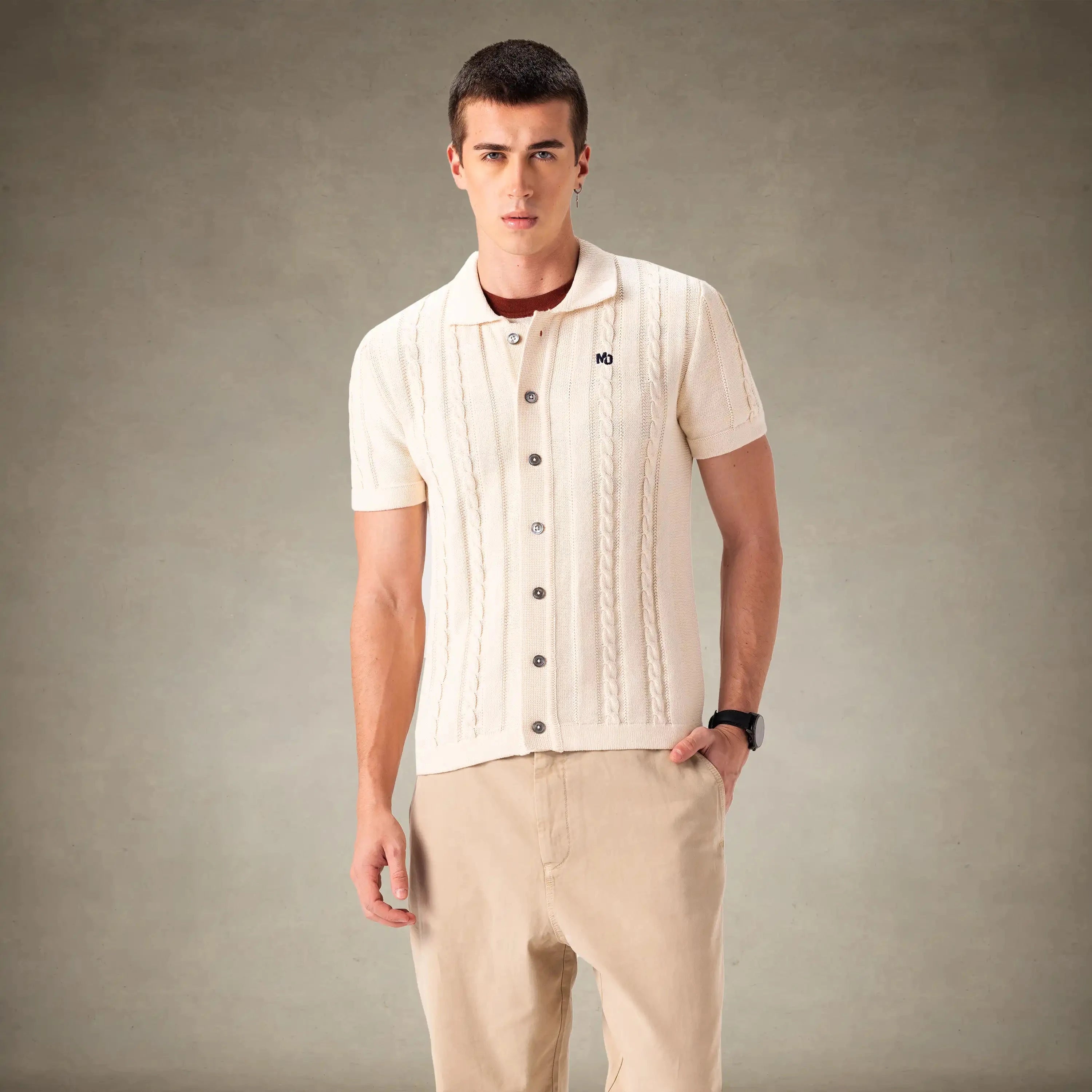 Men's JC Polo Cable Sweater Men's Iconic Jacket Members Only® Off-White Small 
