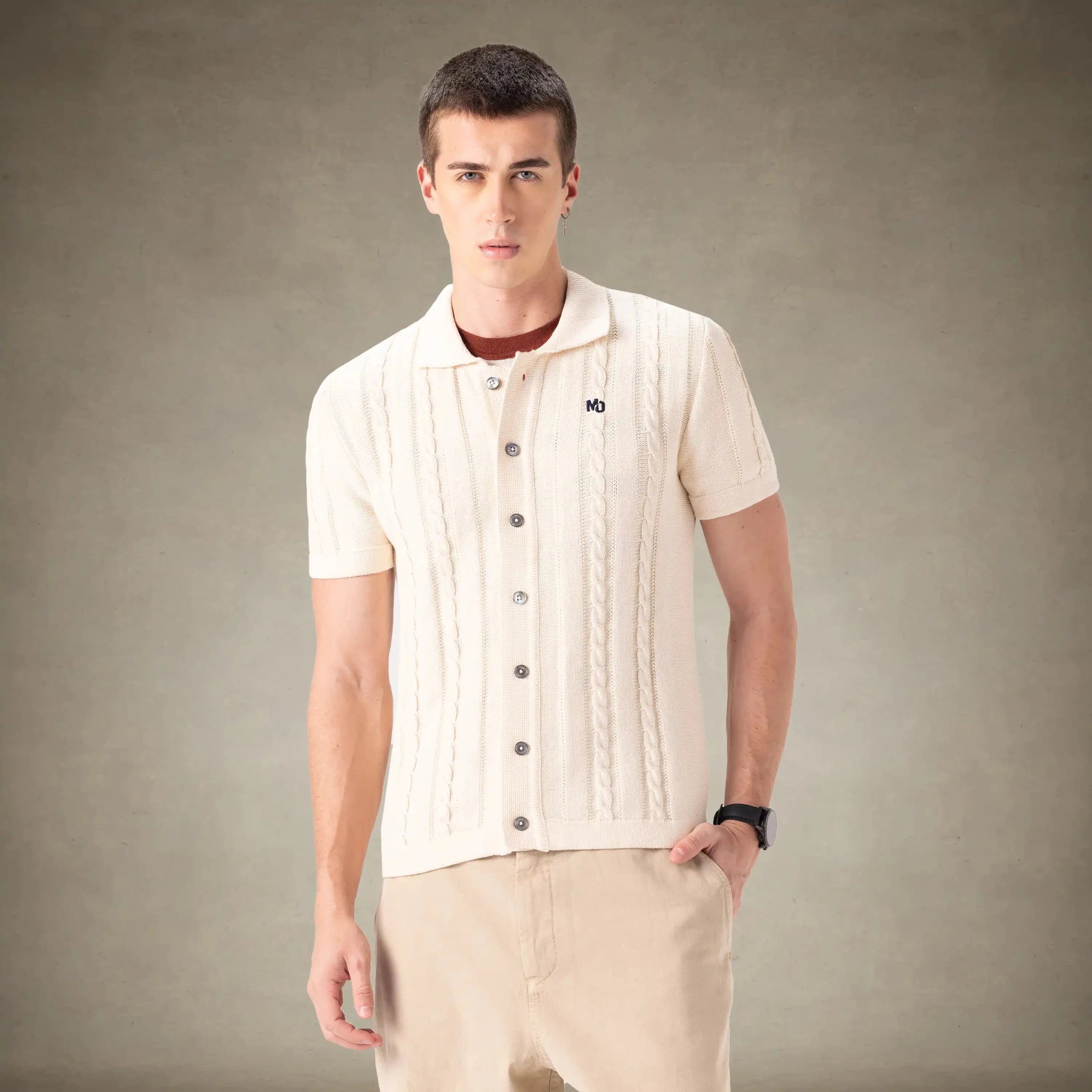 Men's JC Polo Cable Sweater Men's Iconic Jacket Members Only® Off-White Small 