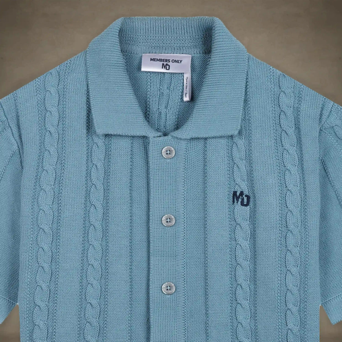 Men's Cable-Knit Polo Cardigan Sweater | Members Only