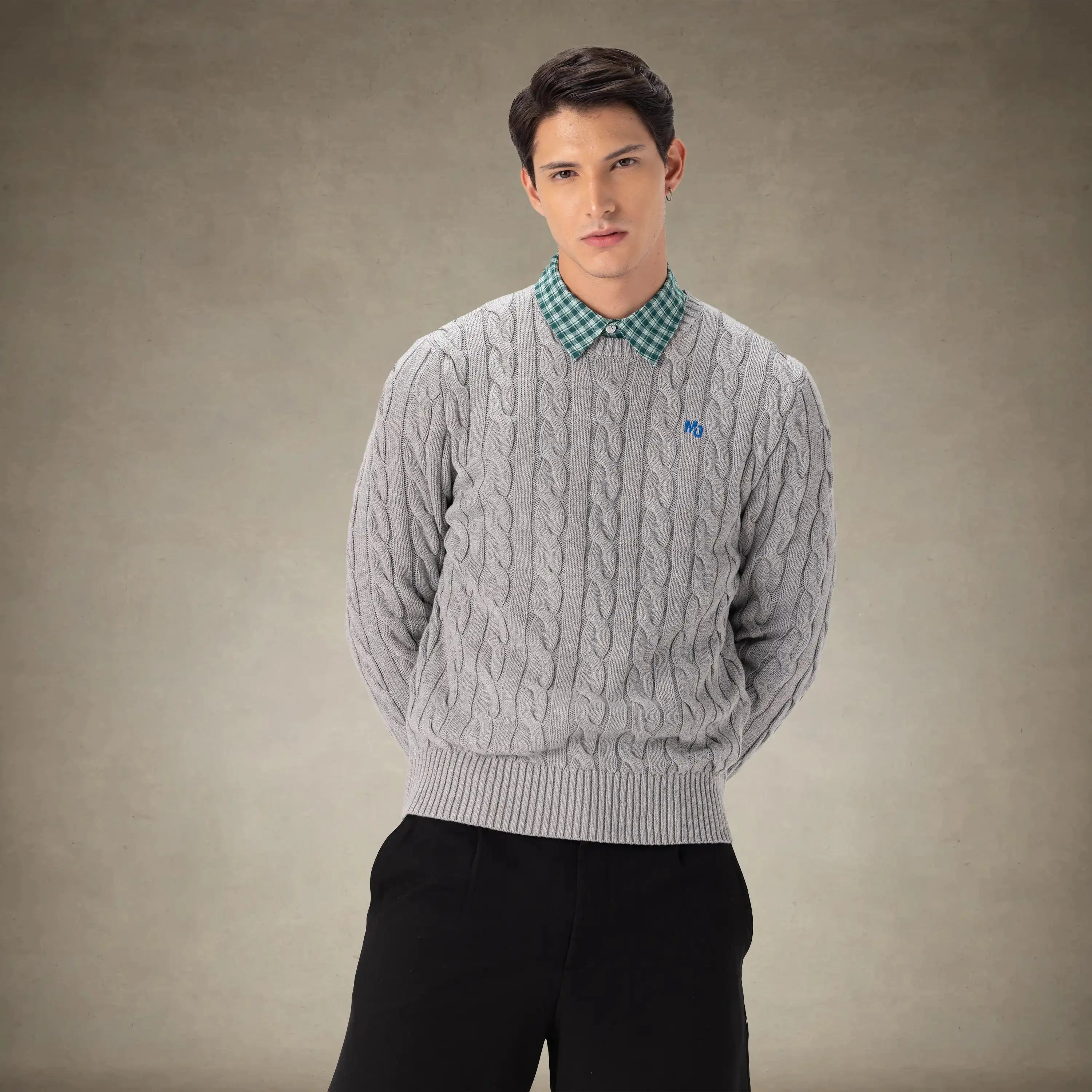 Men's Crew Neck Cable Sweater Members Only® 