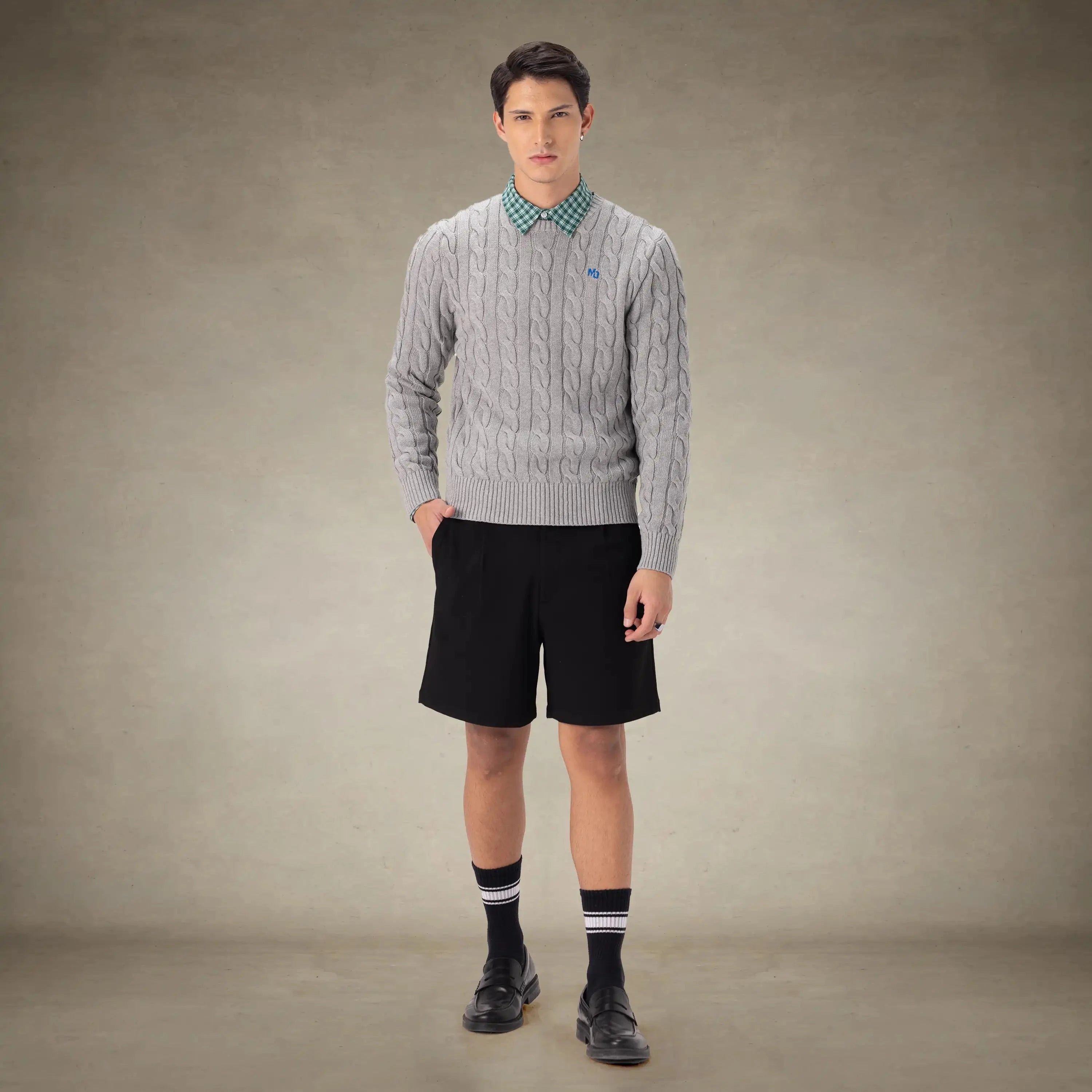 Men's Crew Neck Cable Sweater Members Only® 