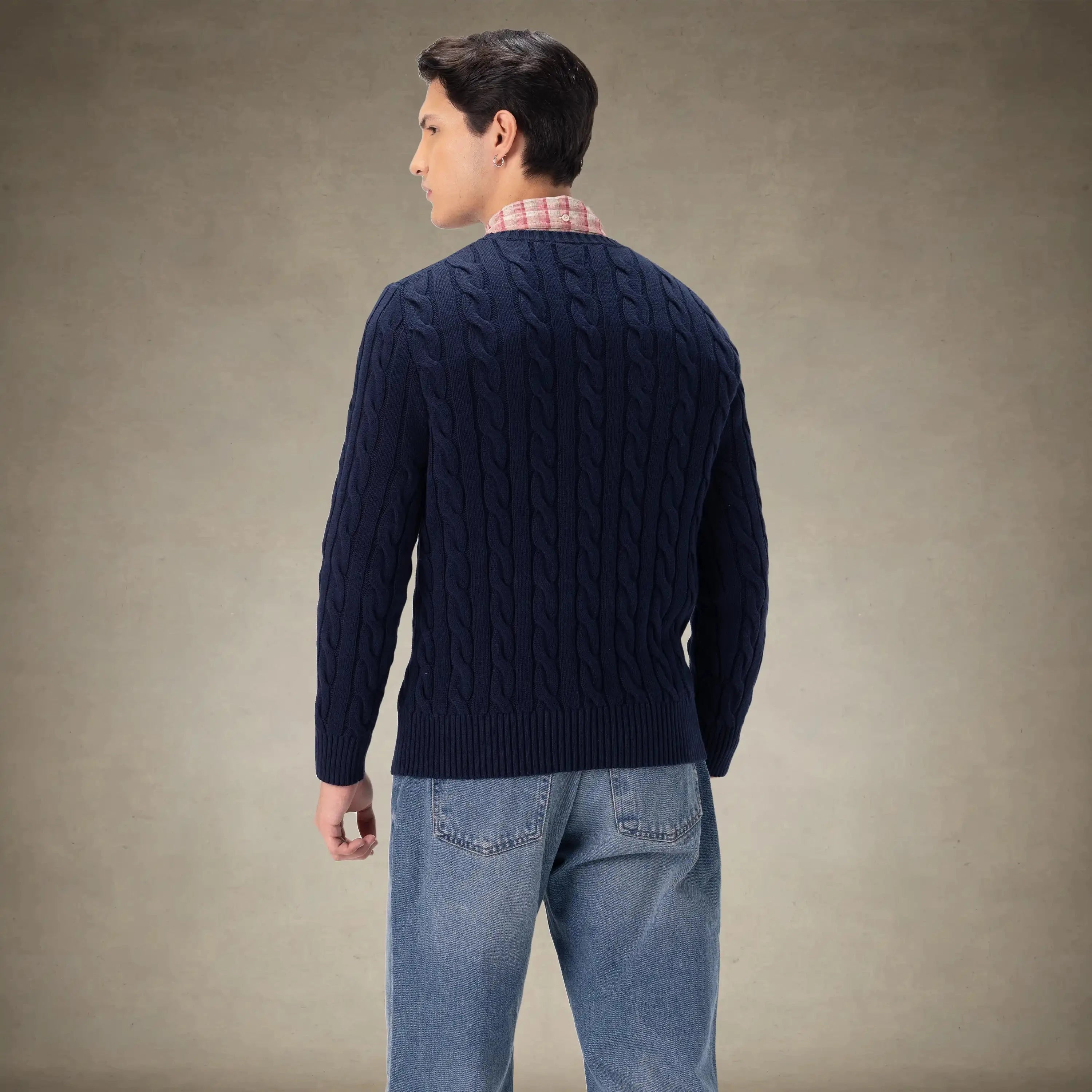 Men's Crew Neck Cable Sweater Members Only® 
