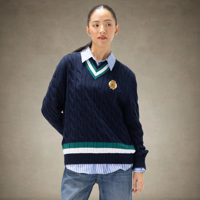 Women's Cable Knit Cricket Sweater Members Only® Navy S 