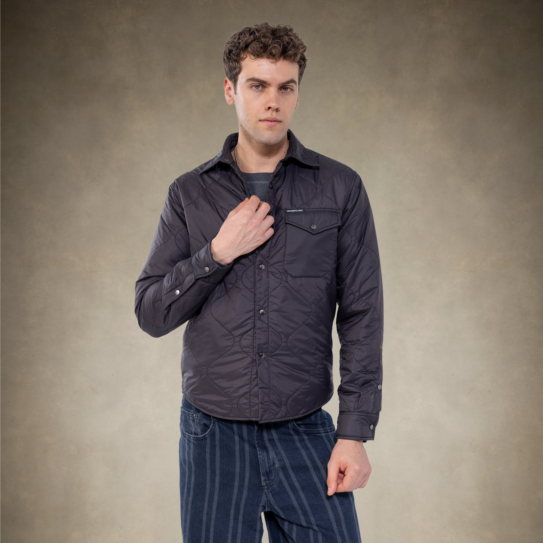 トップス VIVIANO Quilted Shirt Jacket Men's Quilted Shirt Jacket – Stylish, Warm & Comfortable