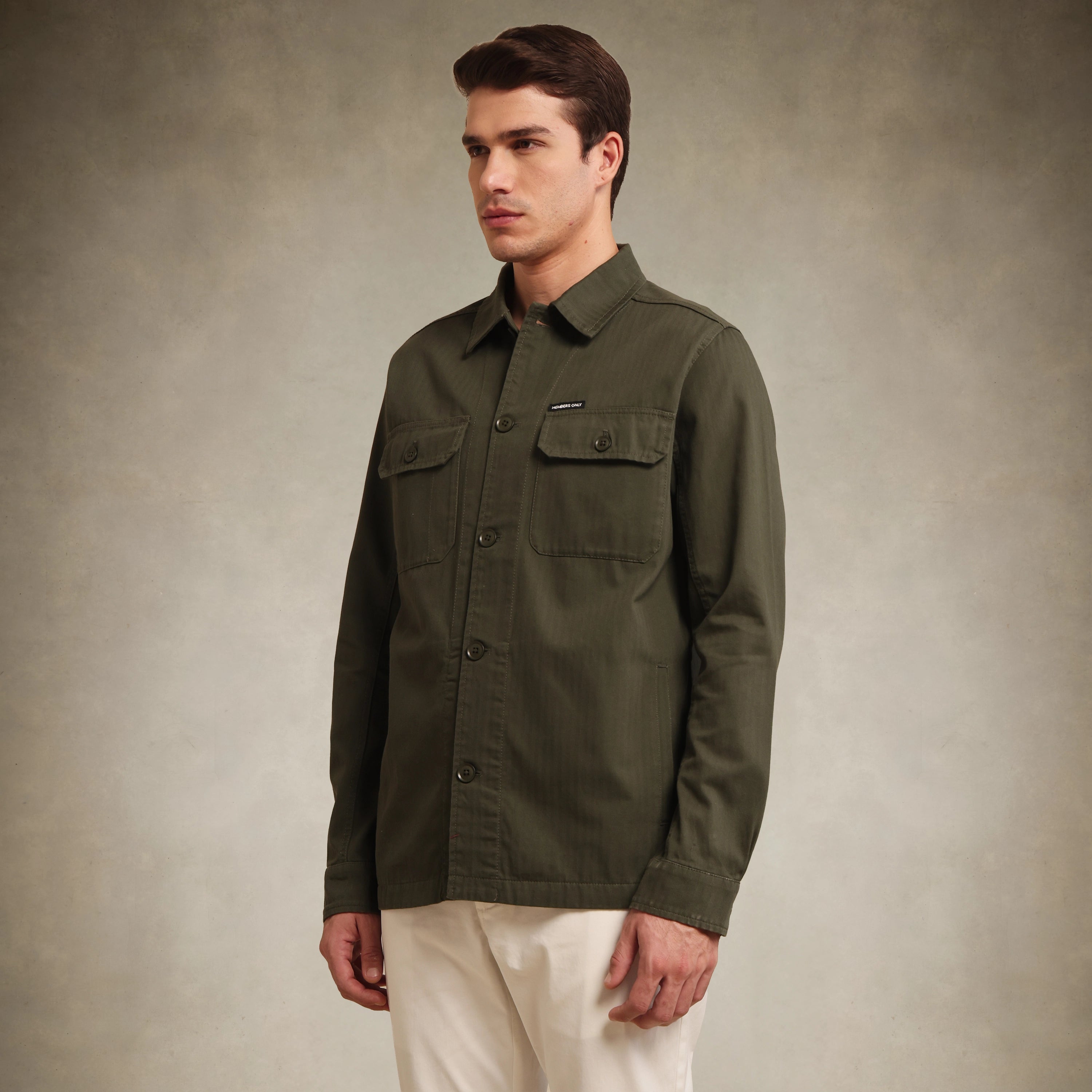 Cotton twill overshirt for men