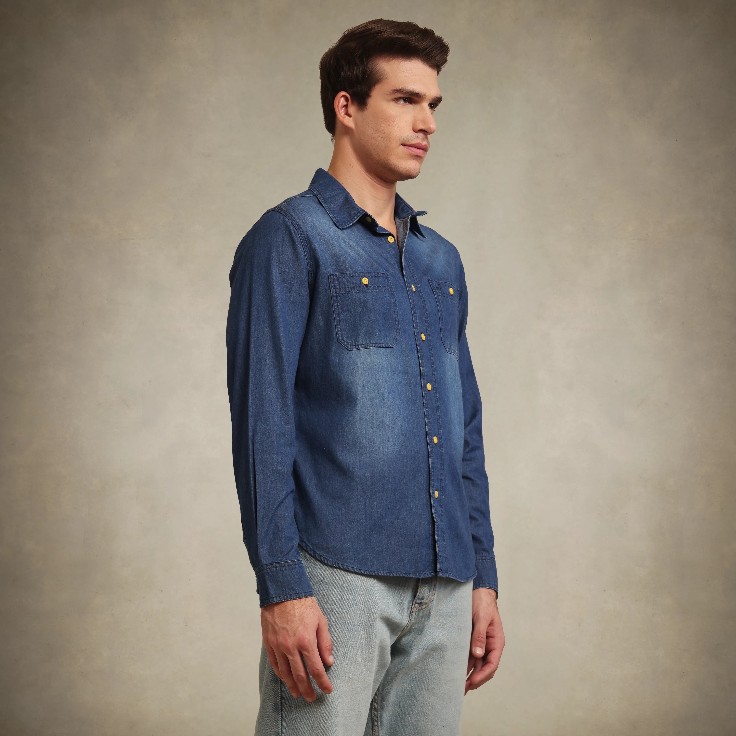Men's utility style denim shirt