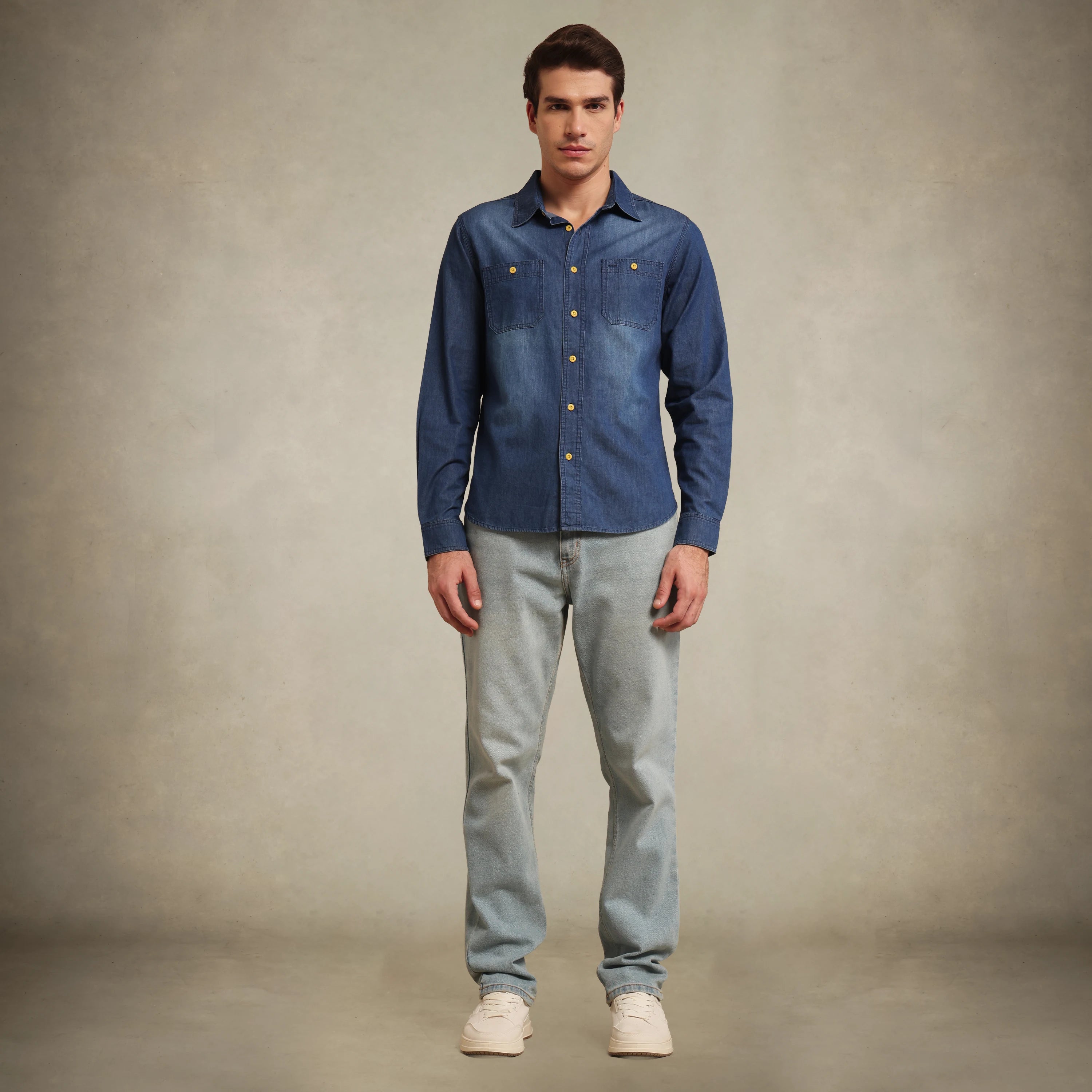 Men's stylish denim button shirt