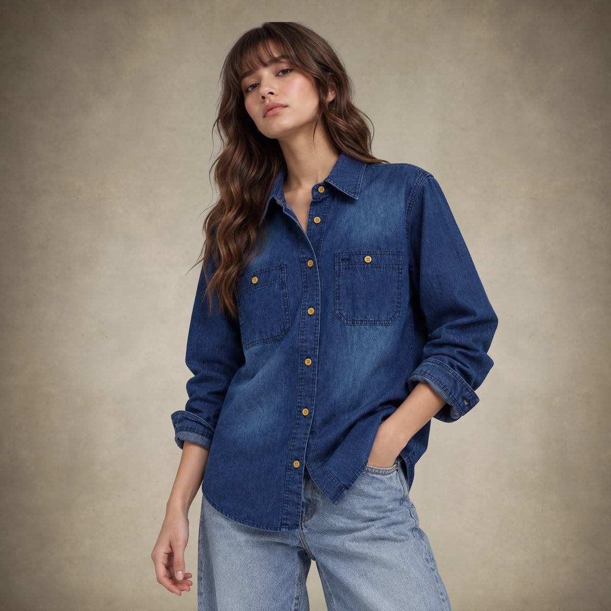 Women's Oversized Cotton Denim Shirt