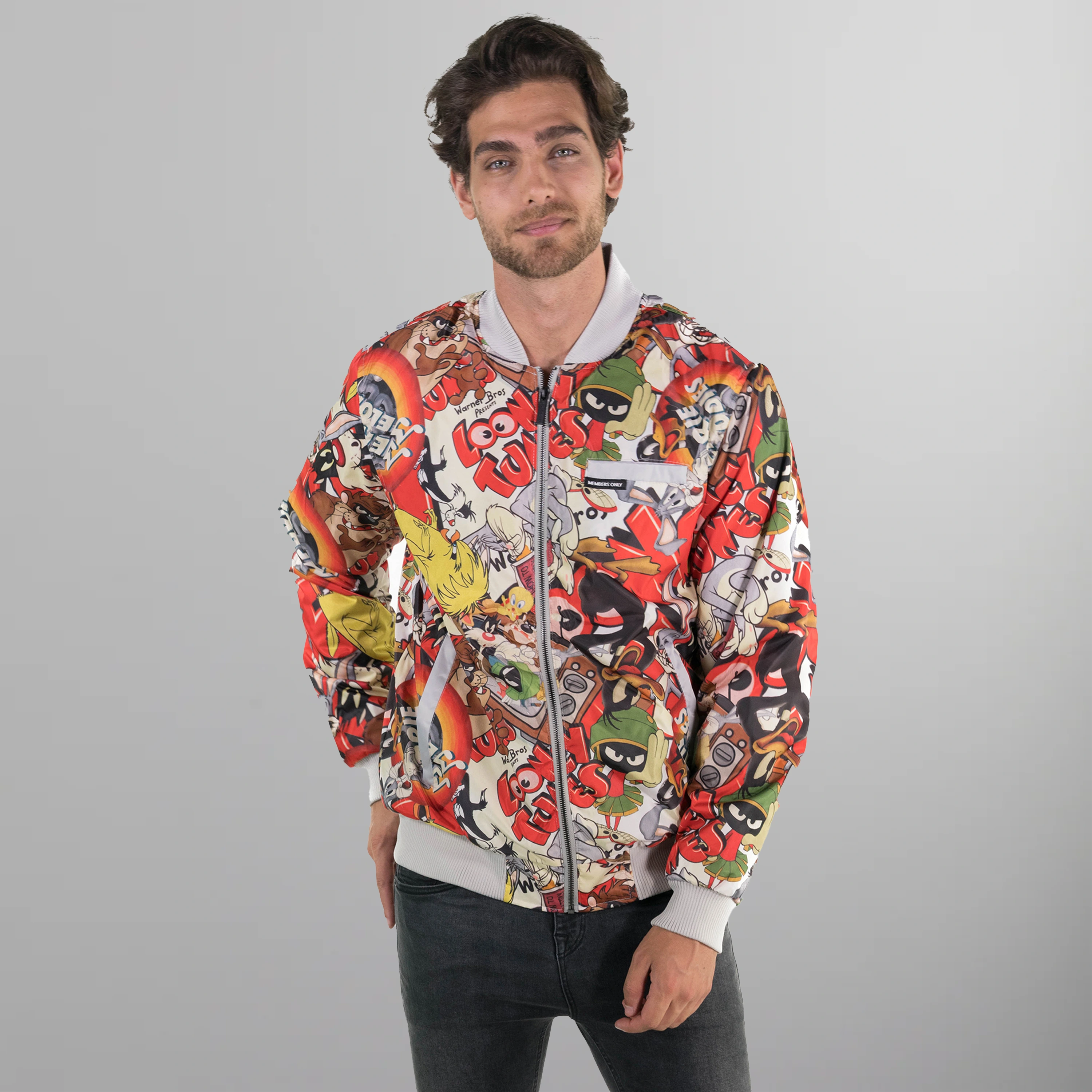 Men's Looney Tunes Vintage Mash Print Jacket - FINAL SALE Men's Jackets Members Only 