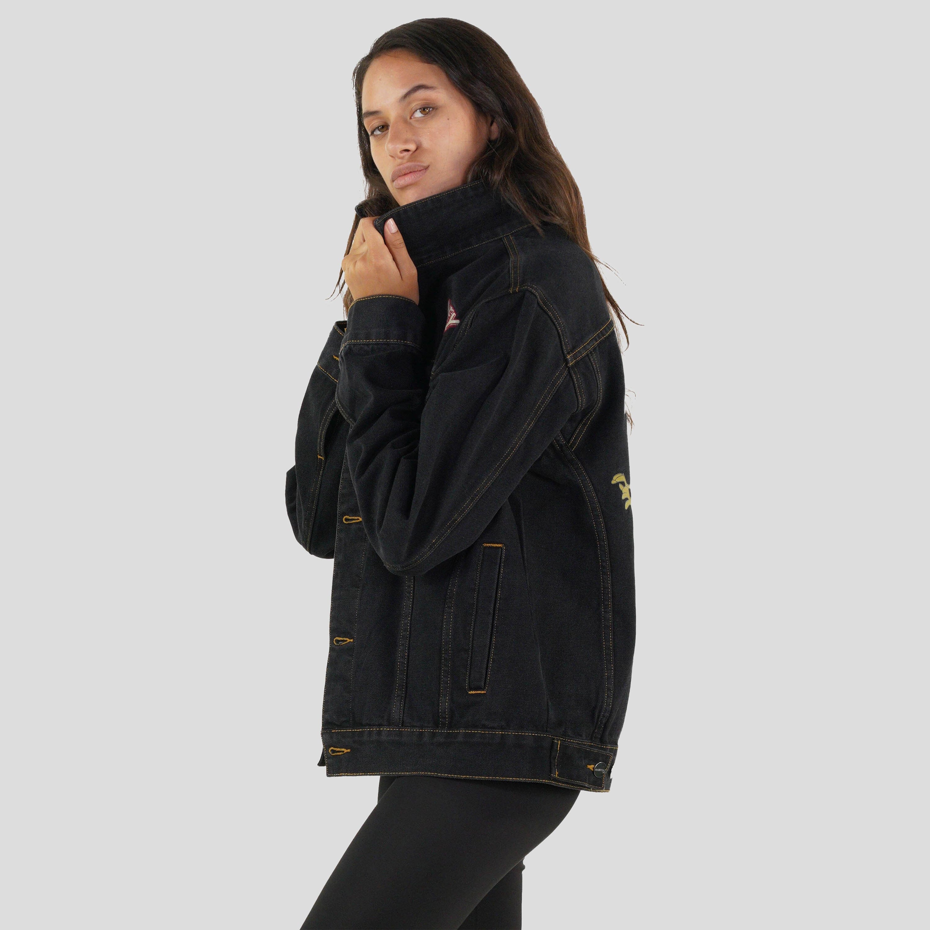 Women's Looney Tunes Denim Trucker Oversized Jacket - FINAL SALE Womens Jacket Members Only 