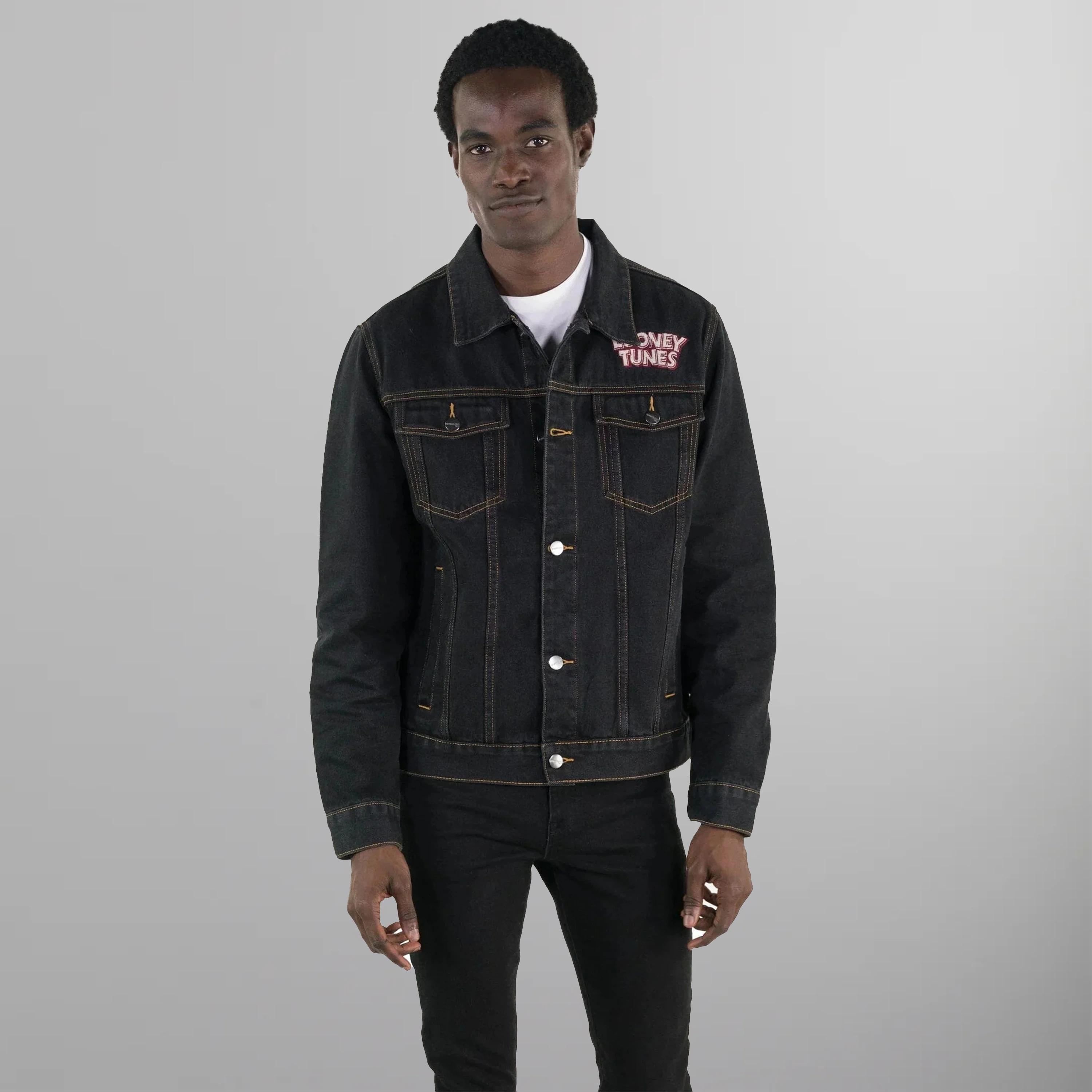 Men's Looney Tunes Denim Trucker Jacket - FINAL SALE Members Only | Black