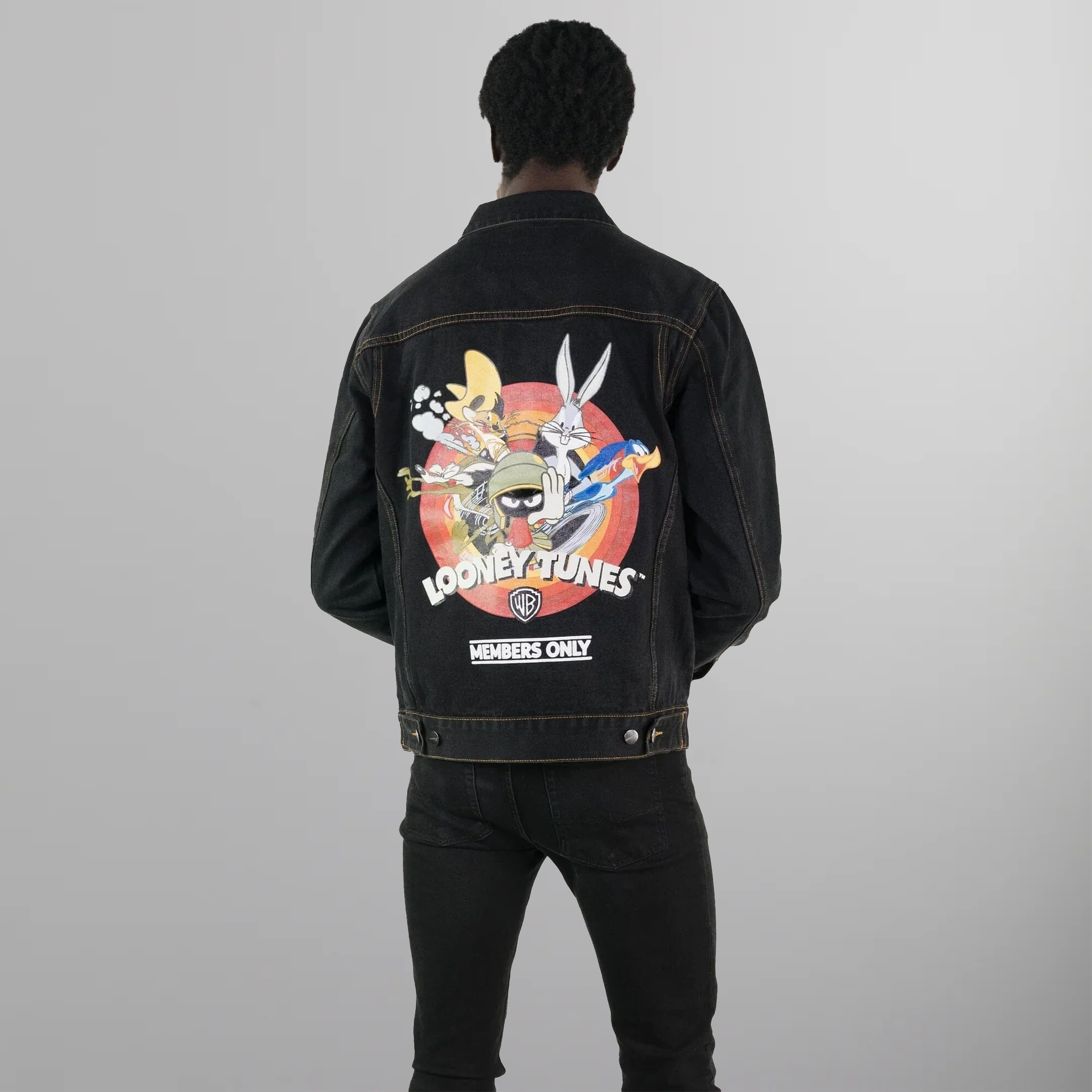 Men's Looney Tunes Denim Trucker Jacket - FINAL SALE Members Only | Black