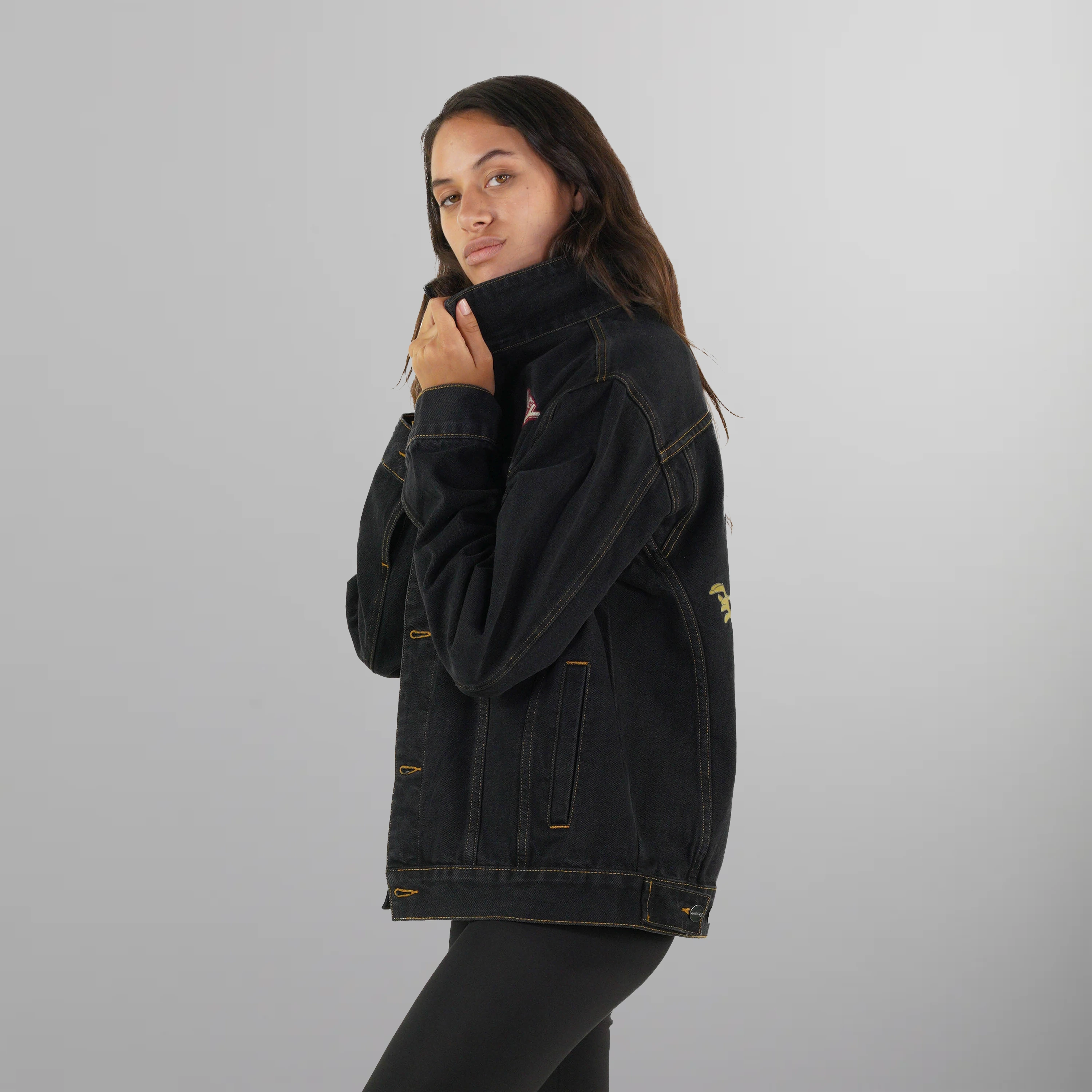 Women's Looney Tunes Denim Trucker Oversized Jacket - FINAL SALE Womens Jacket Members Only 