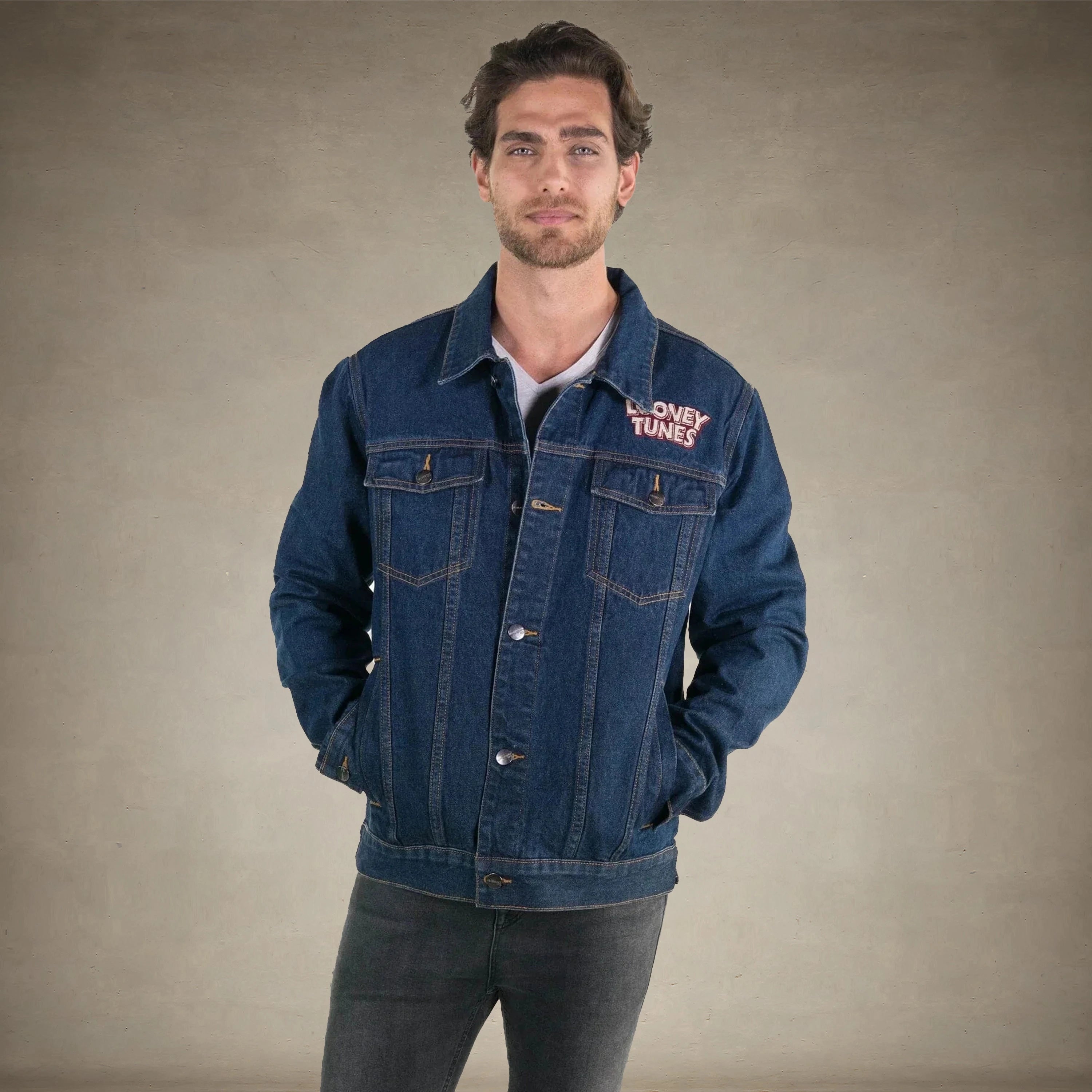 Men's Looney Tunes Denim Trucker Jacket - FINAL SALE Men's Jackets Members Only® Dark Indigo X-Small 