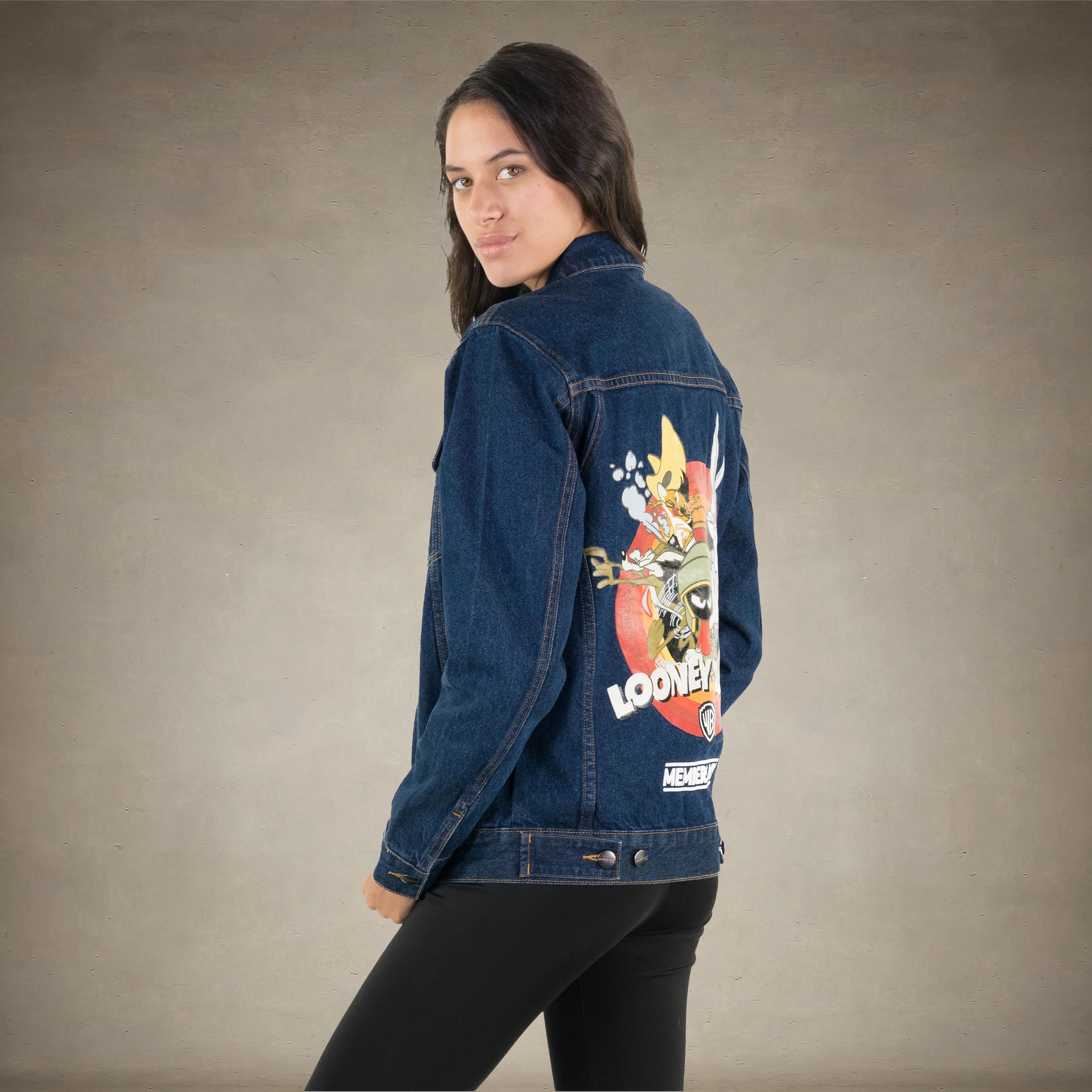 Women's Looney Tunes Denim Trucker Oversized Jacket - FINAL SALE Womens Jacket Members Only 