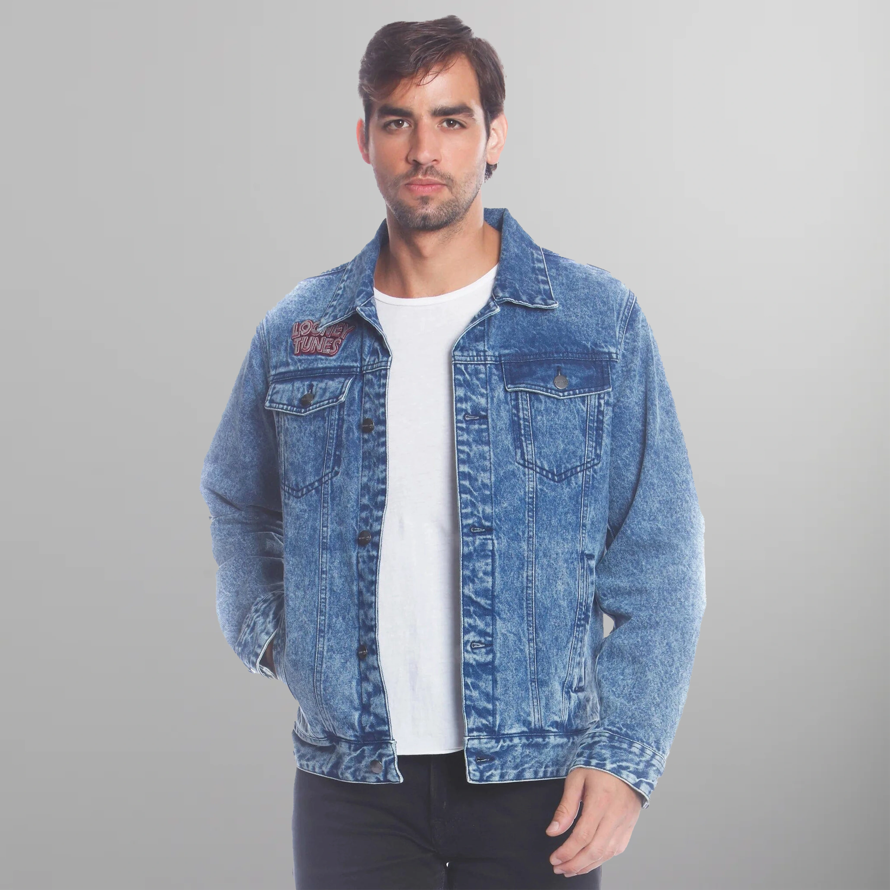 Men's Denim Looney Tunes Bugs Placement Jacket - FINAL SALE Men's Jacket Members Only Indigo Small 