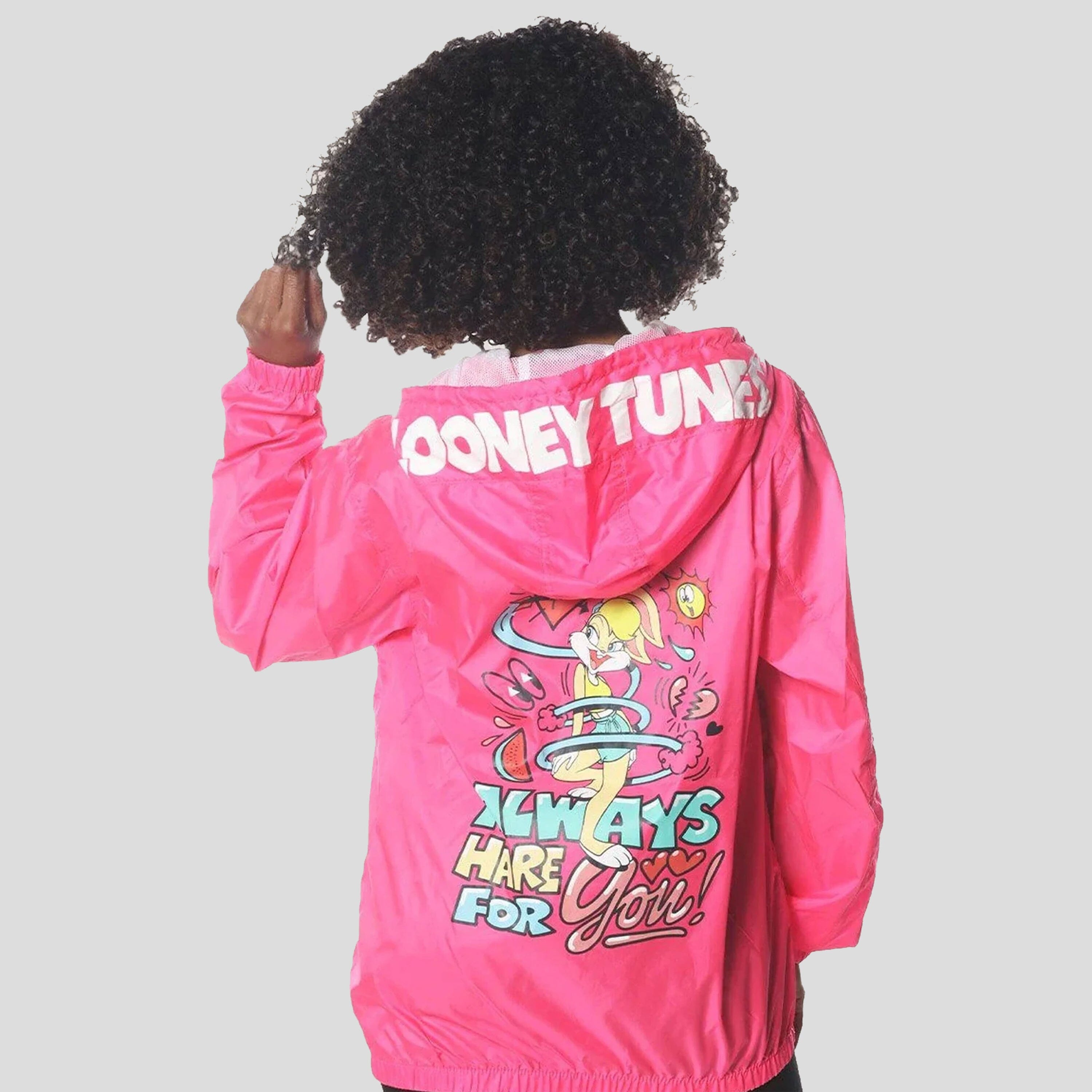 Women's Pink Looney Tunes Popover Windbreaker Jacket - FINAL SALE
