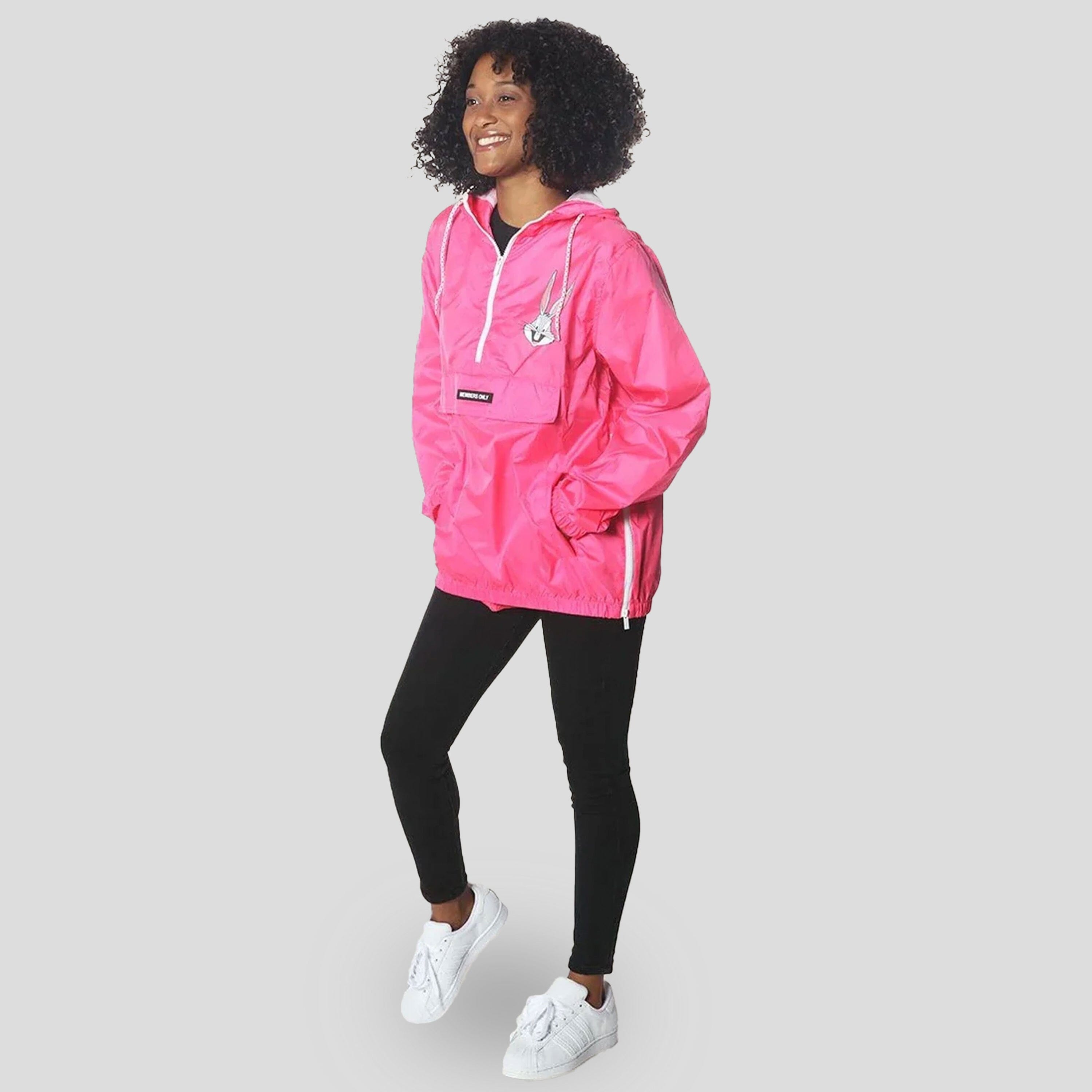 Women's Pink Looney Tunes Popover Windbreaker Jacket - FINAL SALE Womens Jacket Members Only 