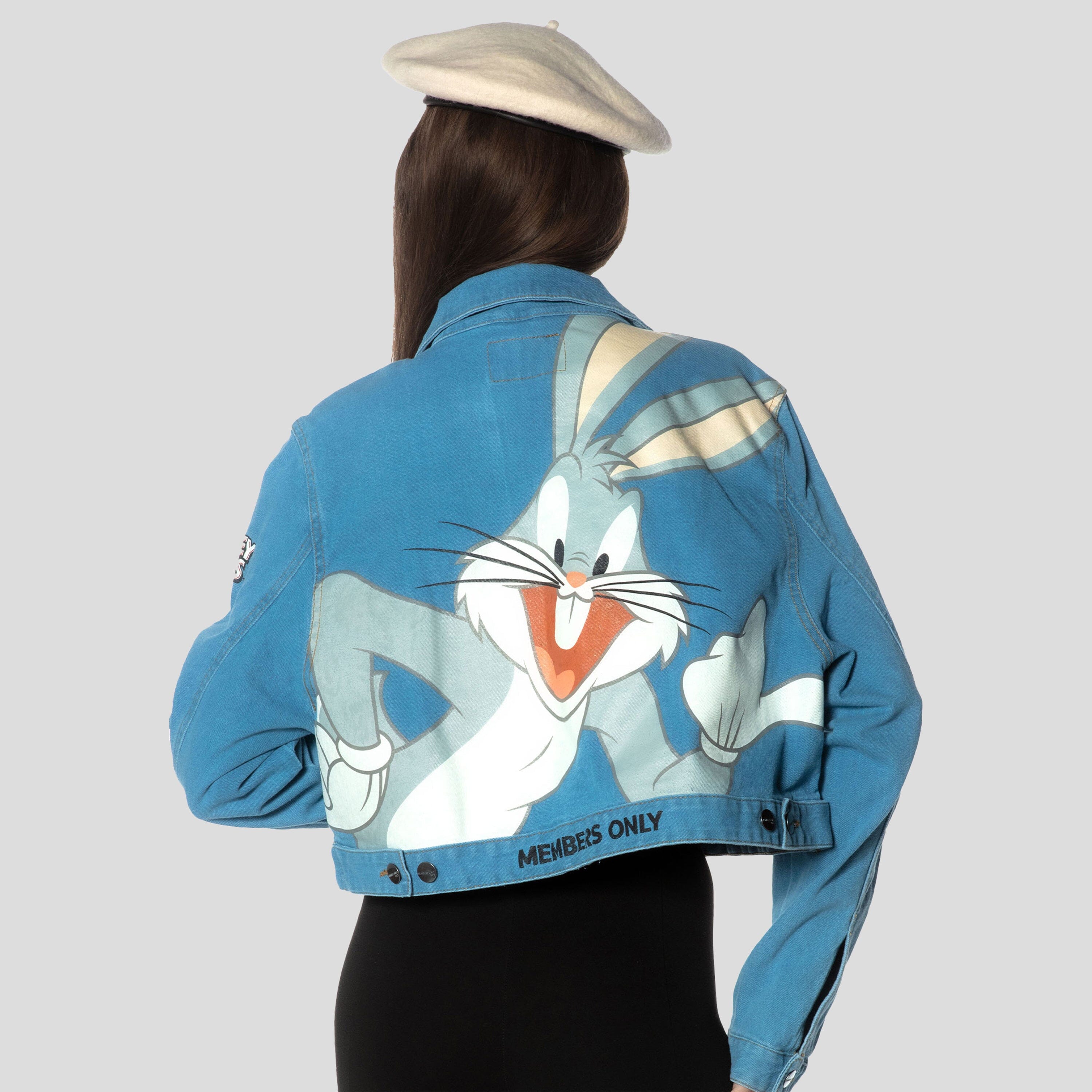 Women's Looney Tunes Bugs Bunny Denim Jacket - FINAL SALE Womens Jacket Members Only 