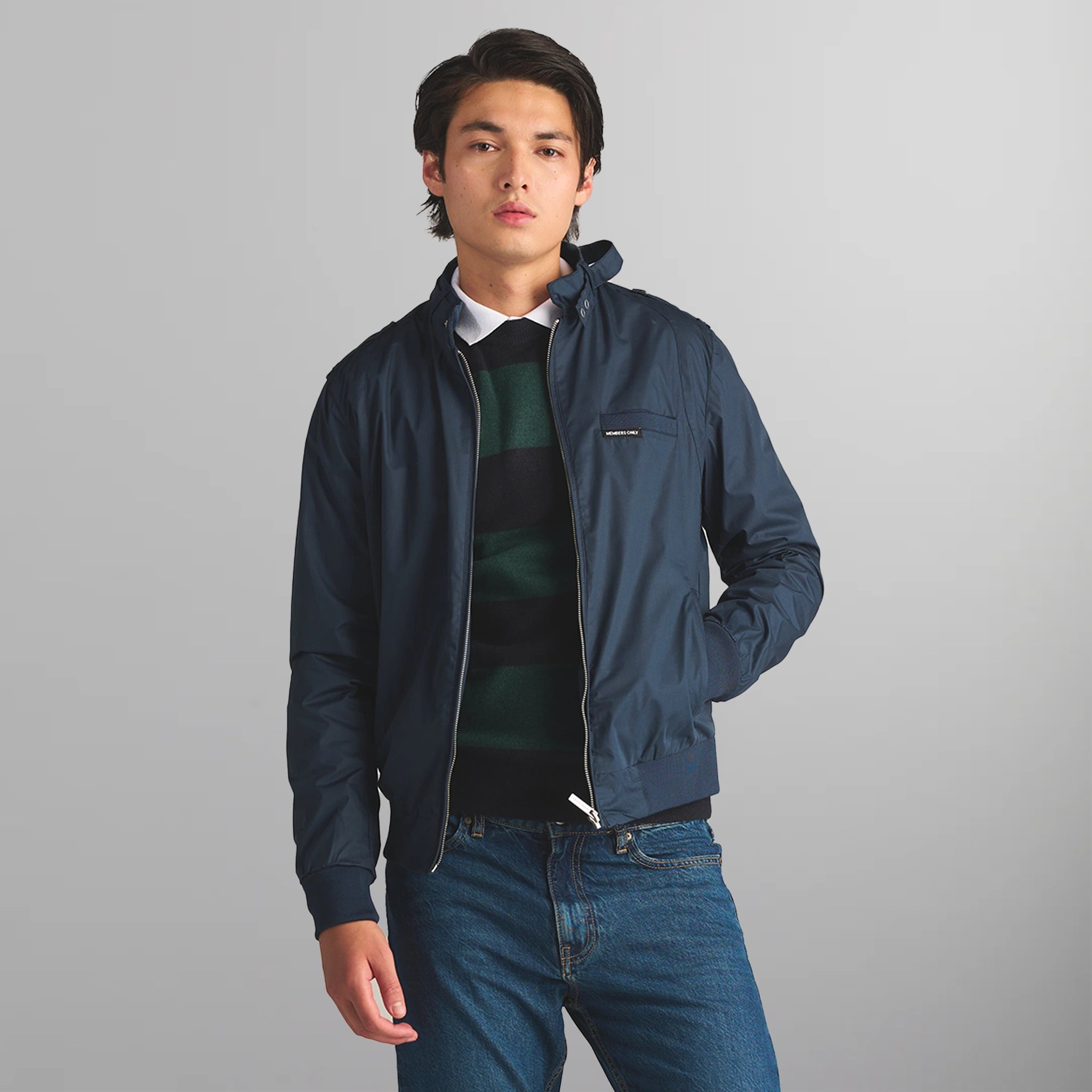 Men's Classic Iconic Racer Jacket Men's Iconic Jacket Members Only Navy Small 