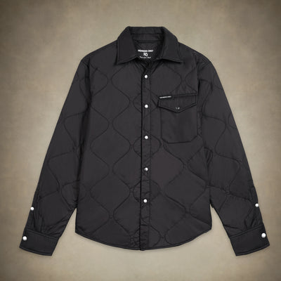 Men's Quilted Black Shirt Jacket 