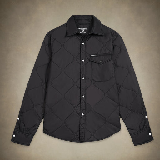 Men's Quilted Black Shirt Jacket 