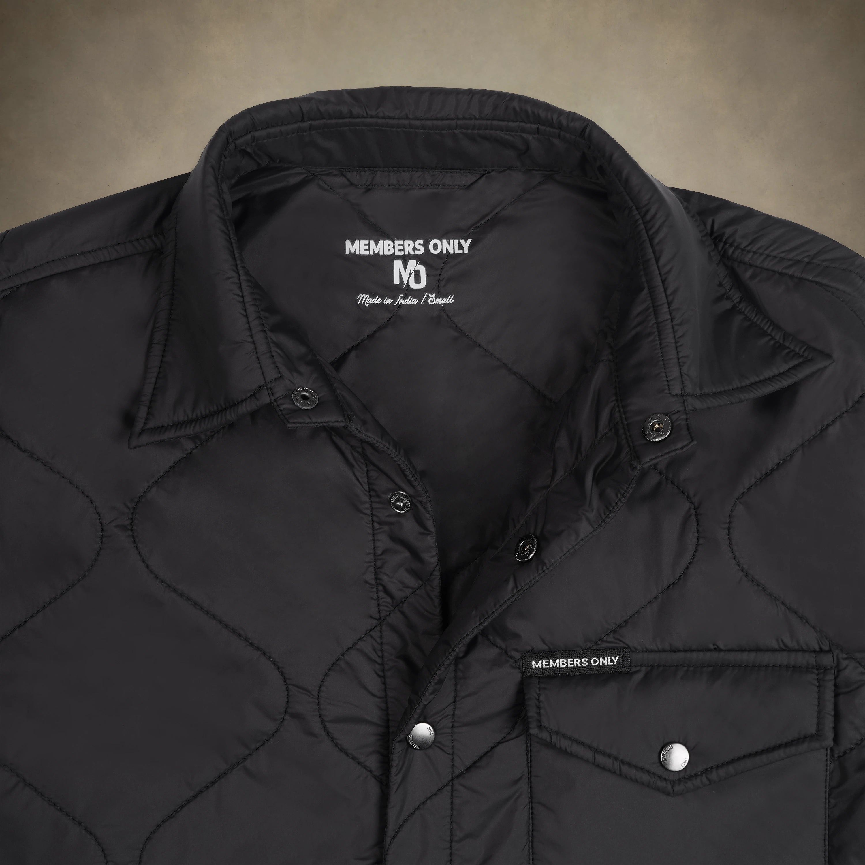 members only men's quilted shirt jacket black